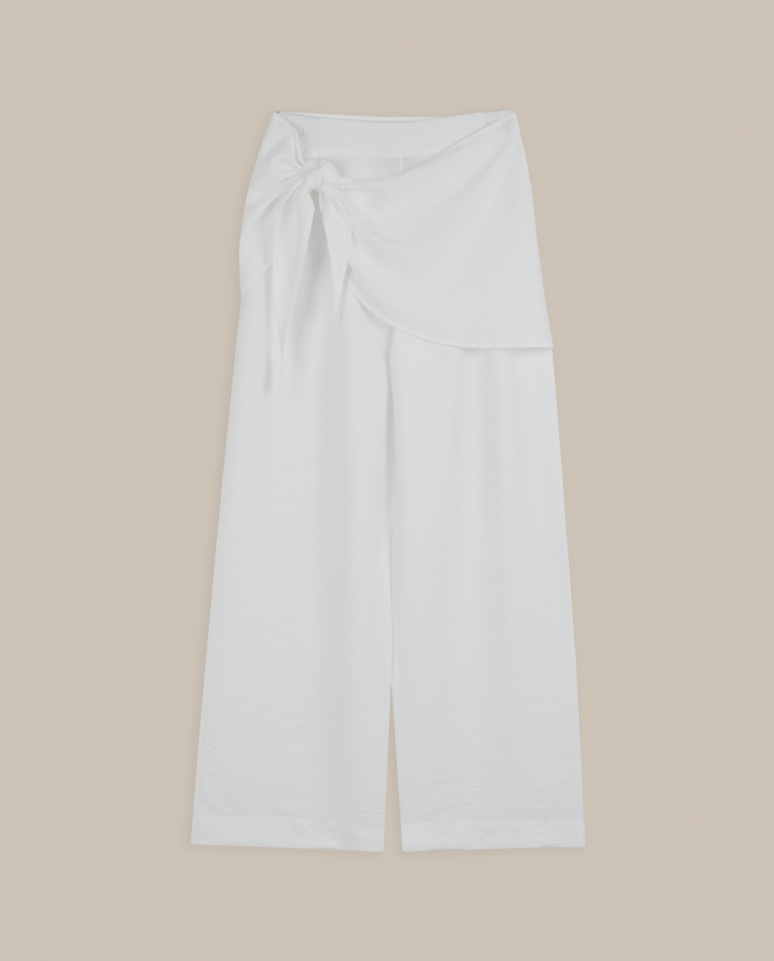 Pantalón ancho de mujer estilo pareo - Trucco - Blanco Blanco-4