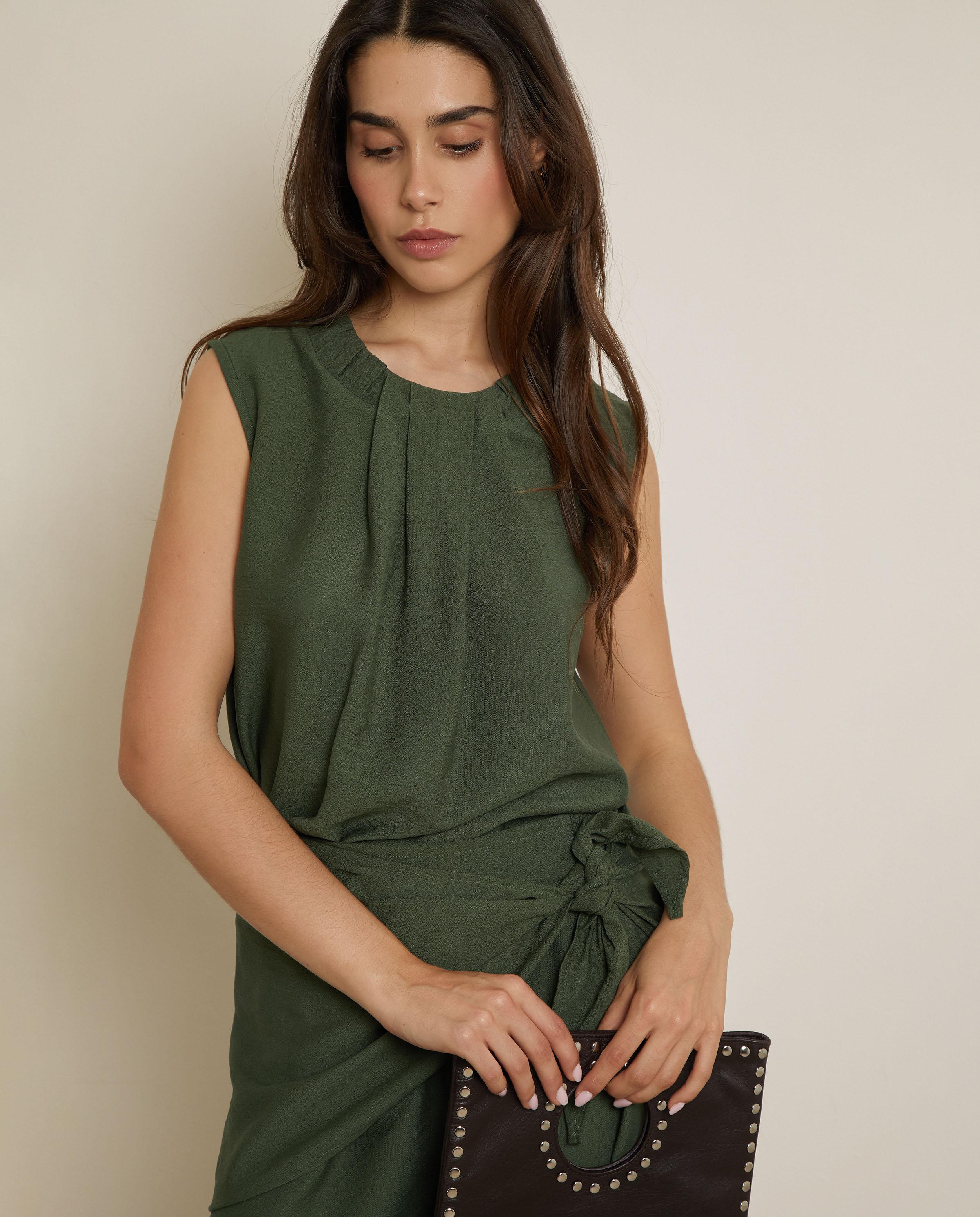 Top de mujer sin mangas con cuello redondo - Trucco - Musgo Musgo-1