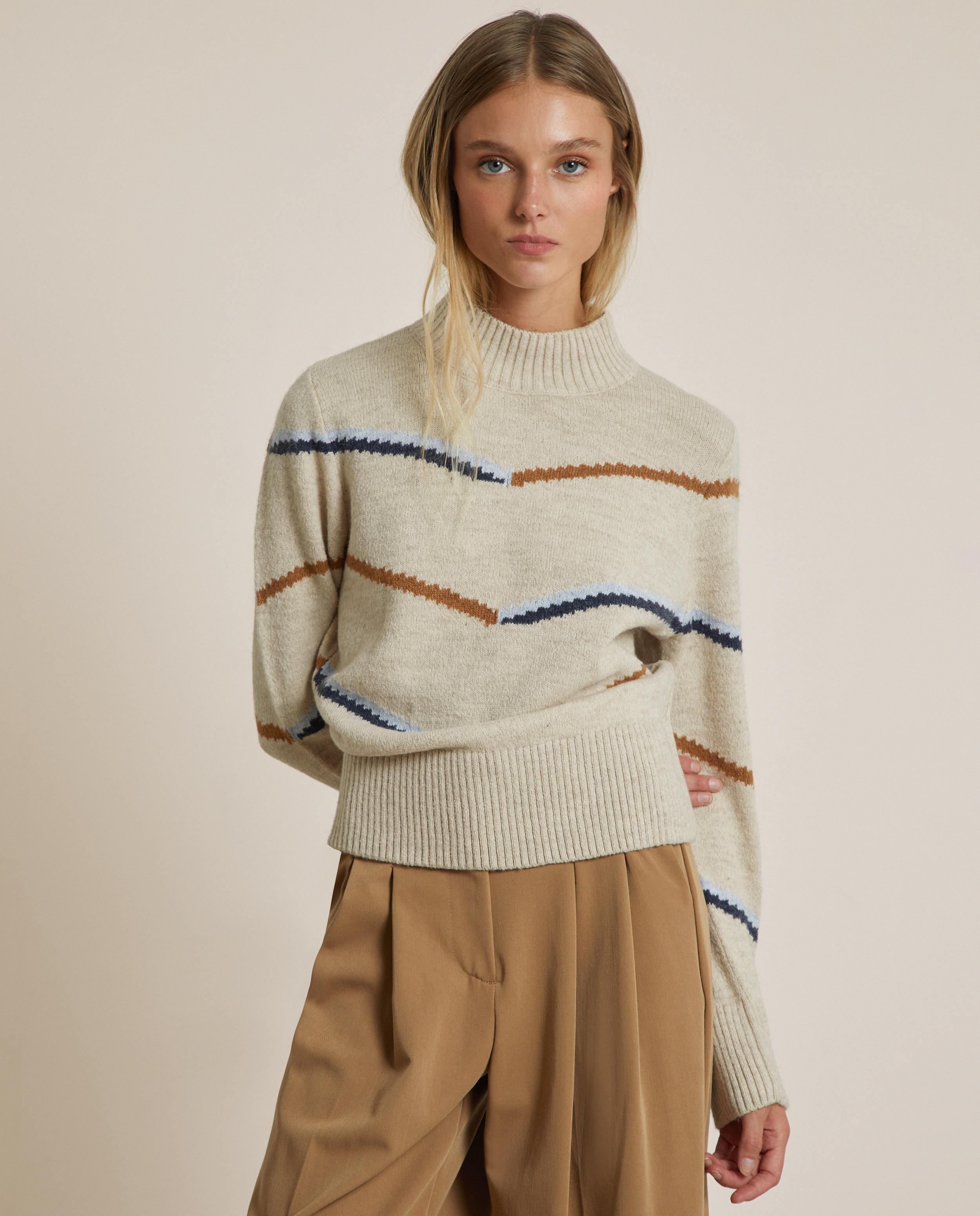 Jersey de mujer de punto con rayas bicolor - Trucco - Crudo Crudo-1