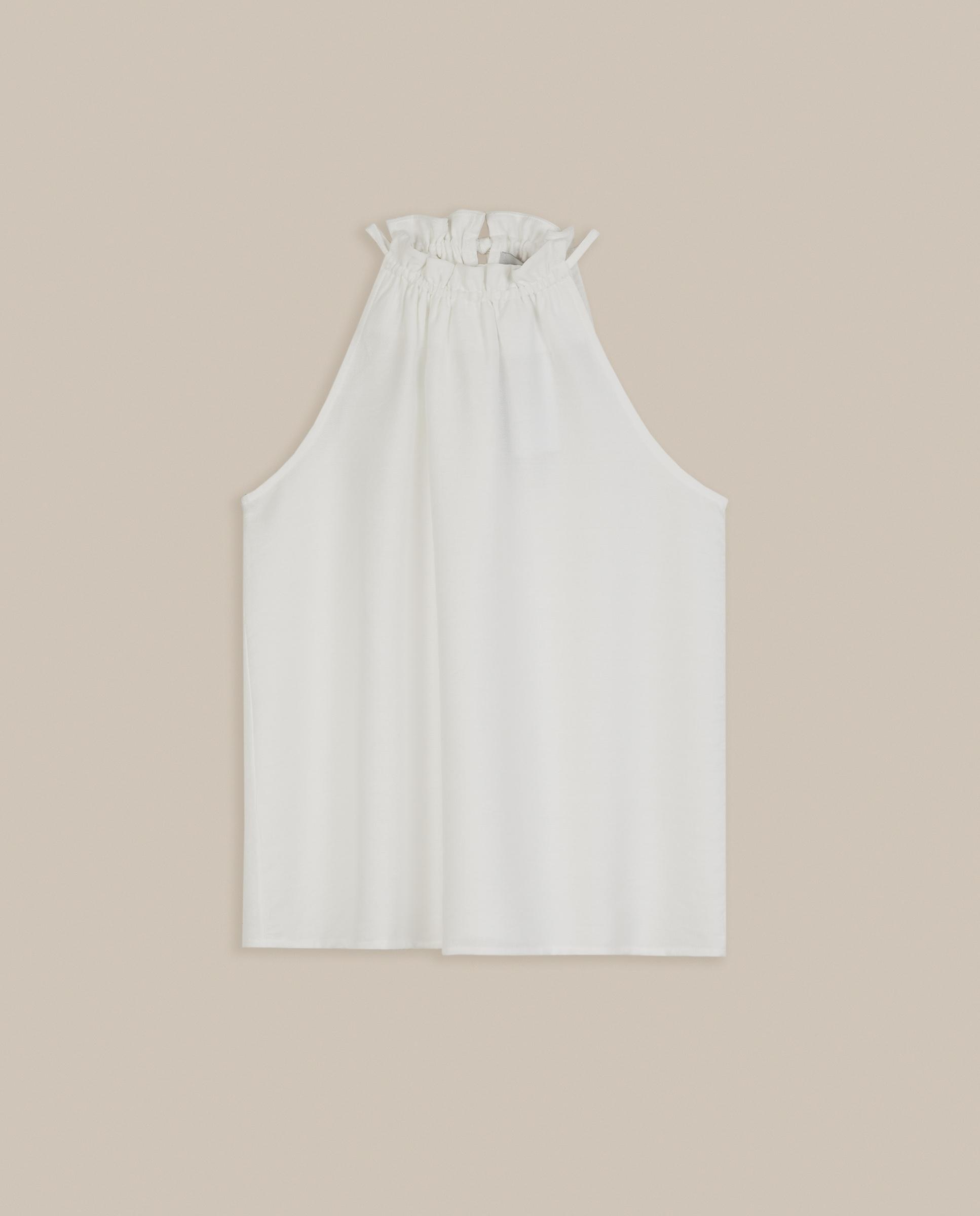 Top de mujer con cuello halter fruncido - Trucco - Blanco Blanco-4