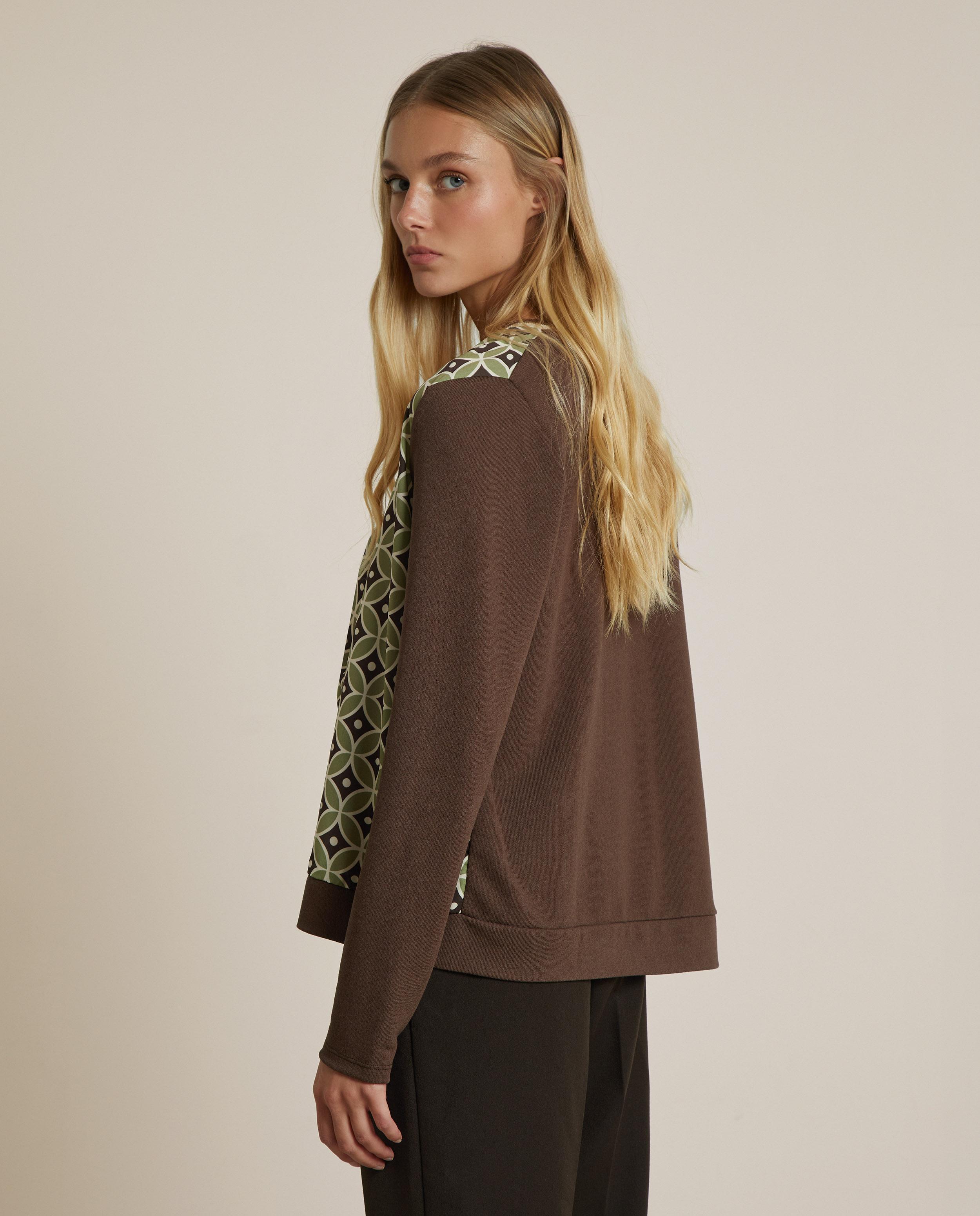 Cárdigan de mujer de punto con estampado geométrico - Trucco - Verde-Marrón Verde-Marrón-3