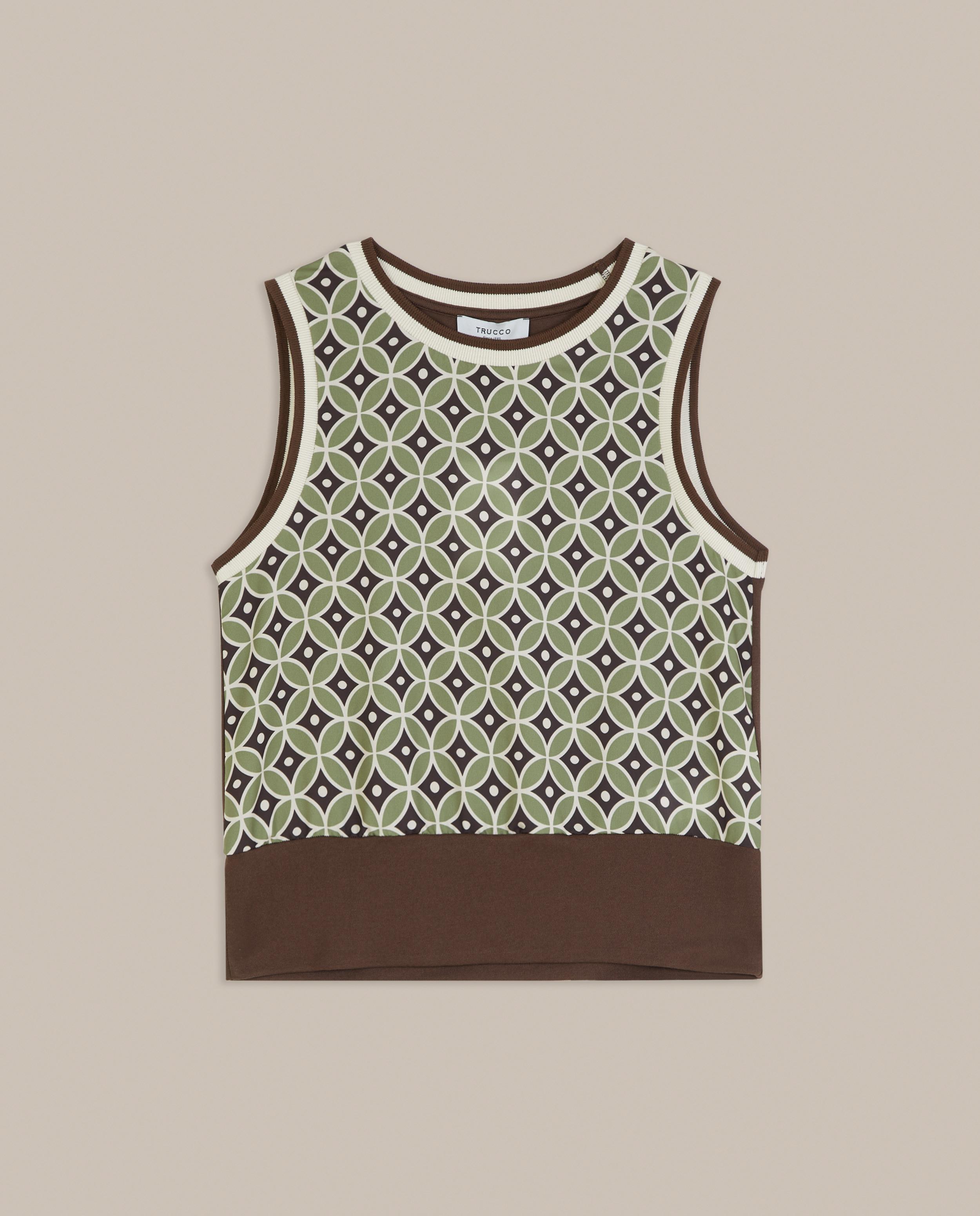 Camiseta de mujer estamapada sin mangas - Trucco - Verde-Marrón Verde-Marrón-4