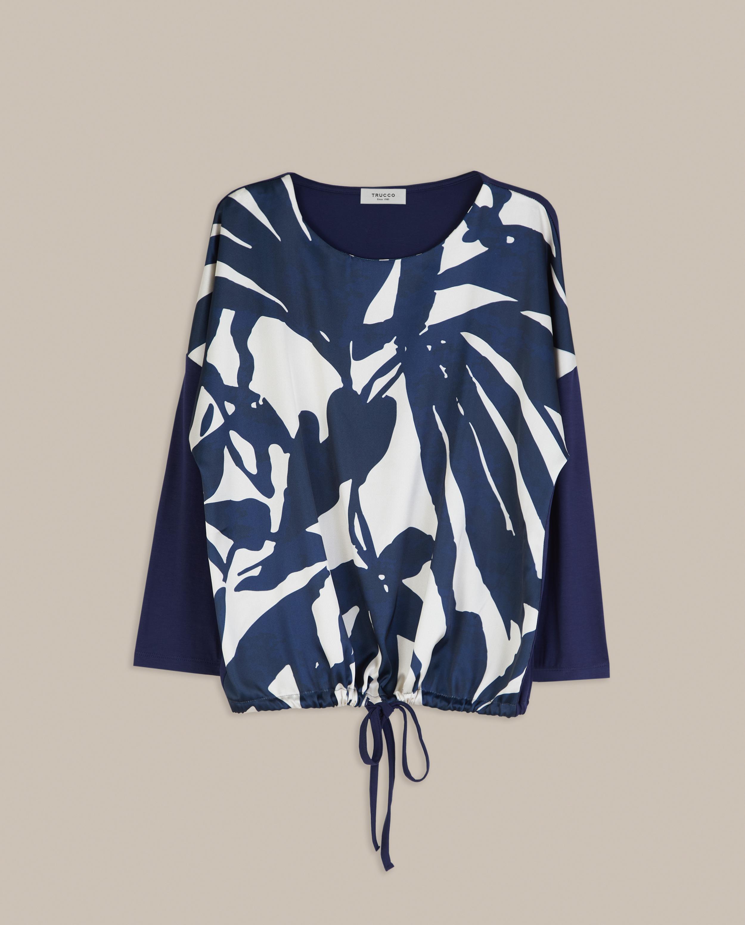 Camiseta de mujer de manga larga estampada - Trucco - Azul / Blanco Azul / Blanco-4