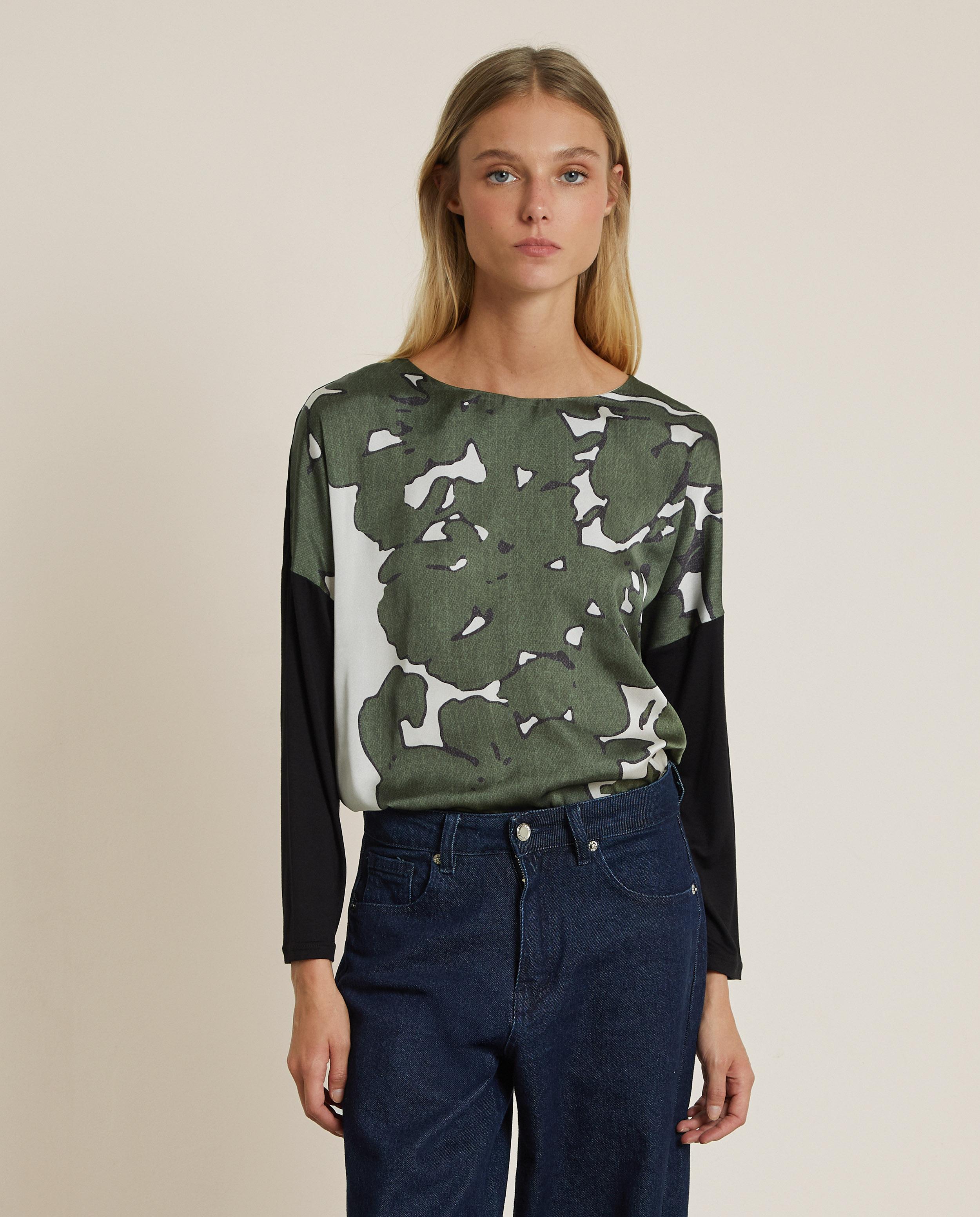 Camiseta de mujer estampada de manga larga - Trucco - Multicolor Multicolor-1