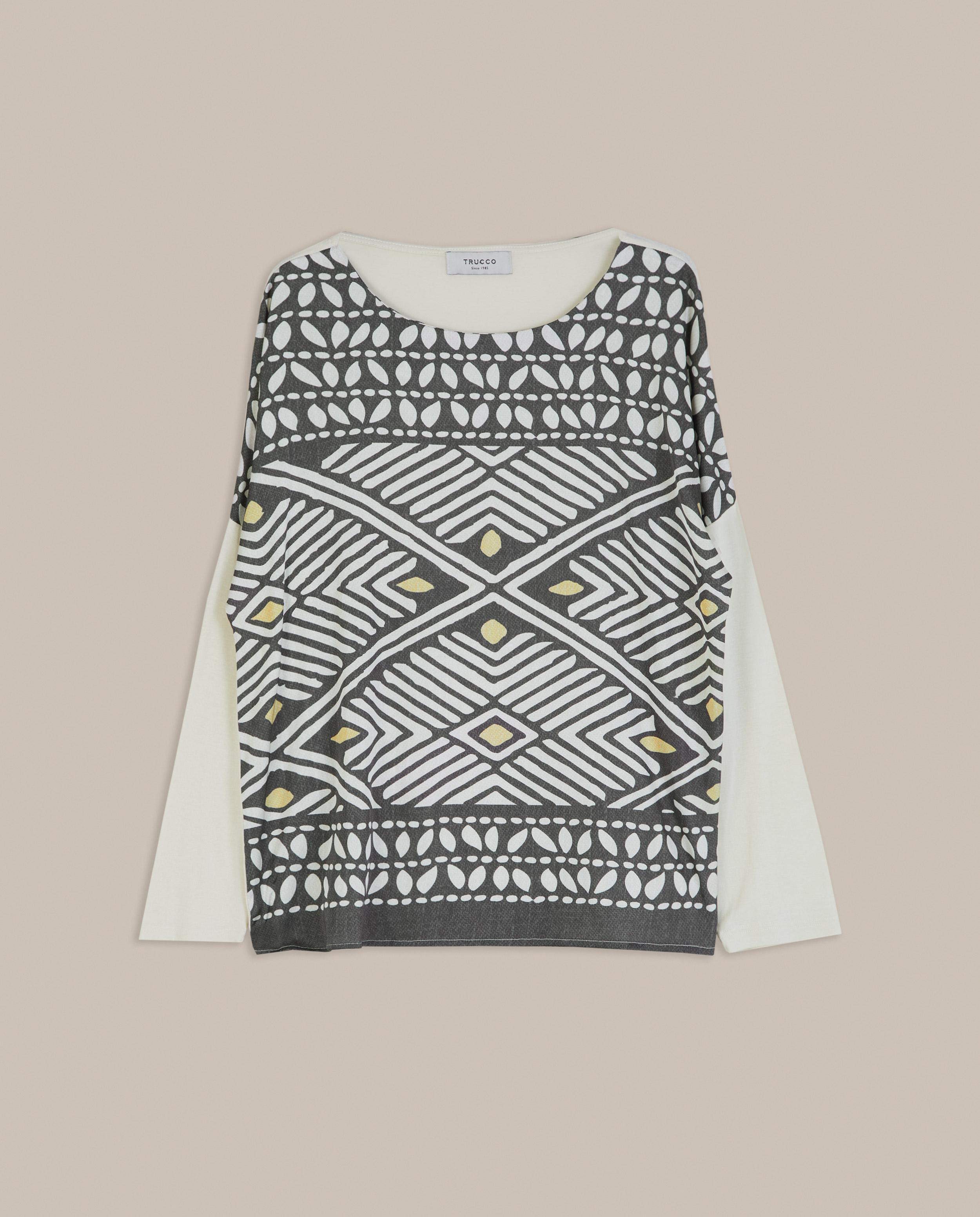 Camiseta de mujer estampada de manga larga - Trucco - Beige Beige-4