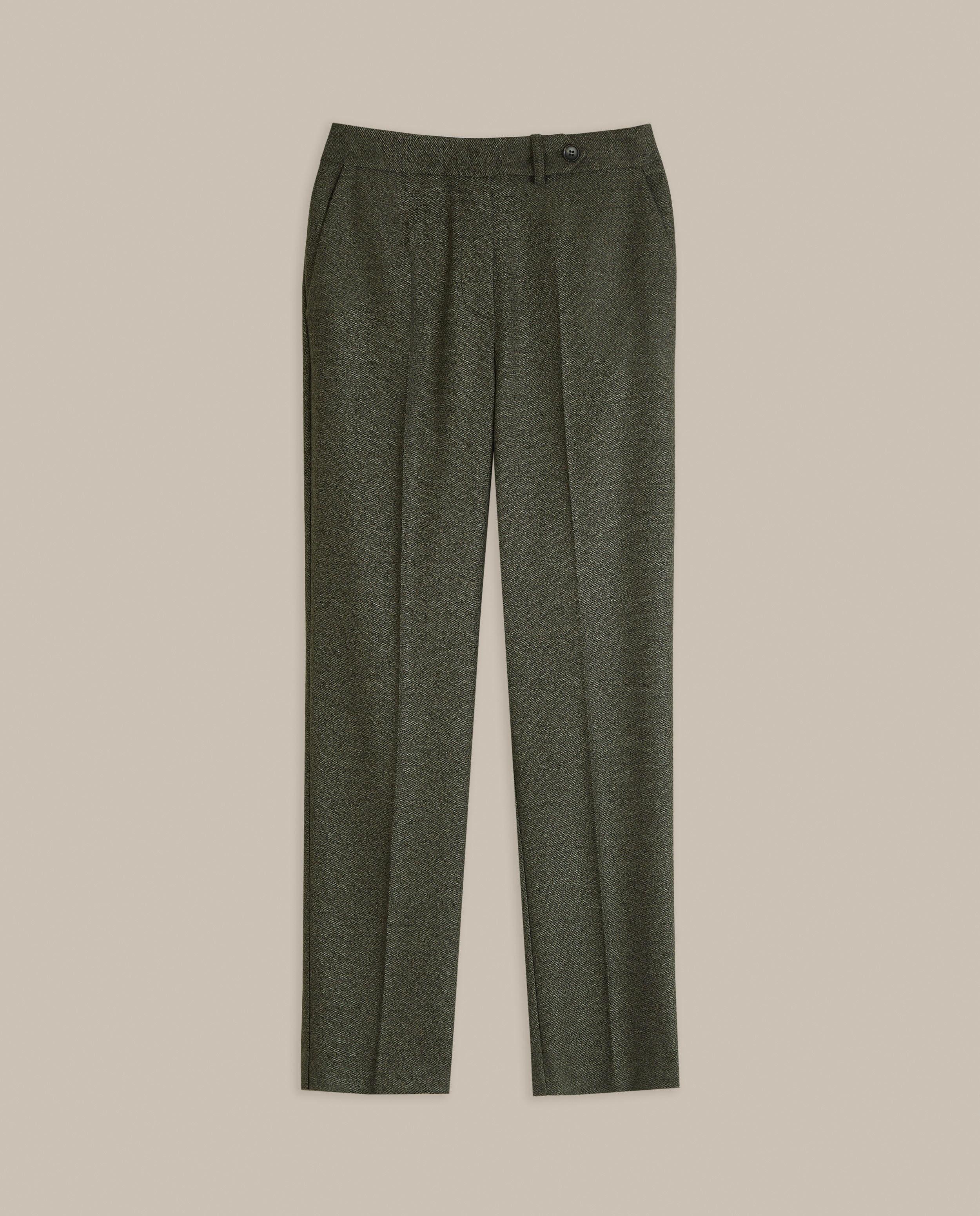 Pantalón de vestir de mujer rectos de espiga - Trucco - Verde pardo Verde pardo-4