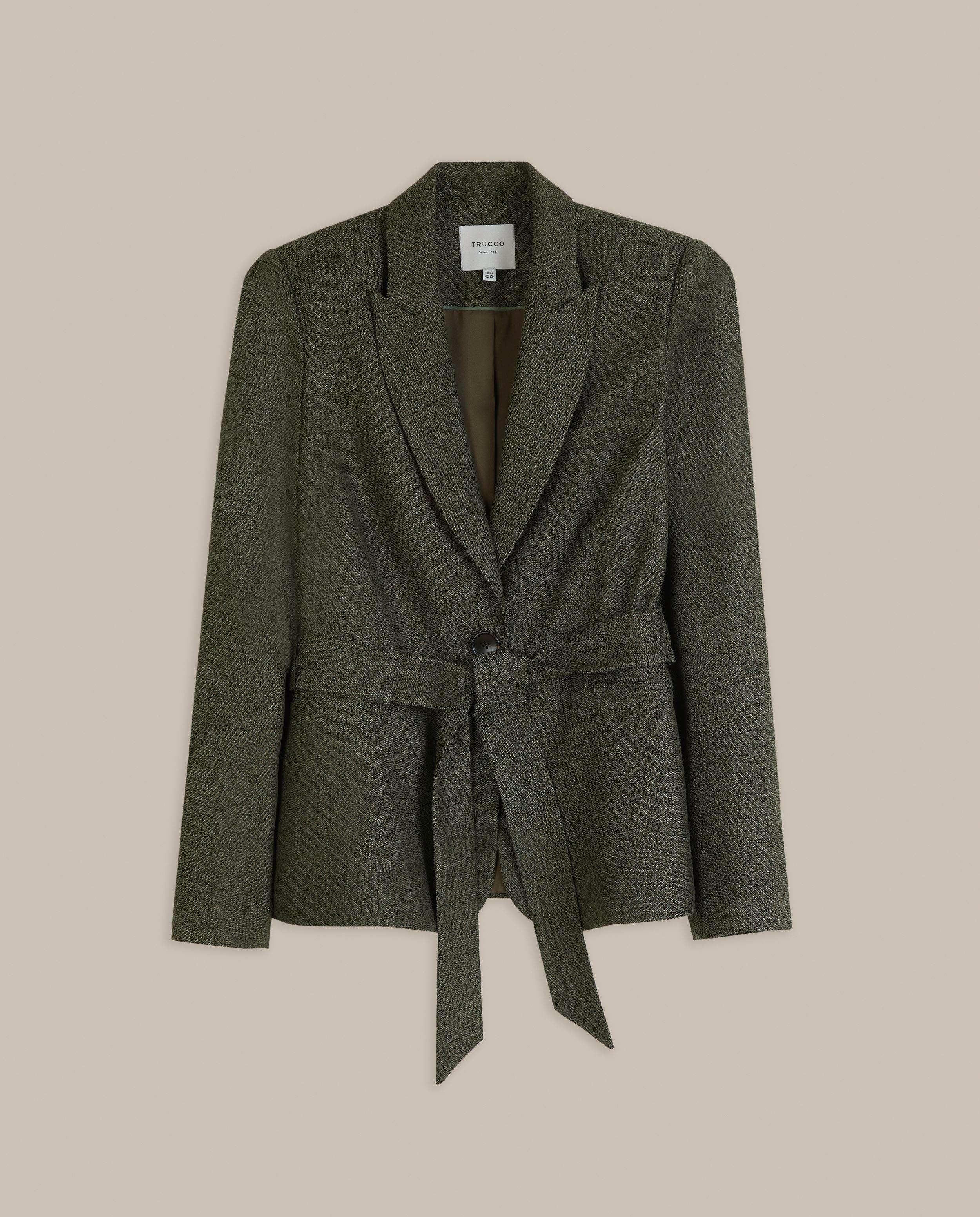 Chaqueta de mujer de traje con cinturón - Trucco - Verde pardo Verde pardo-4