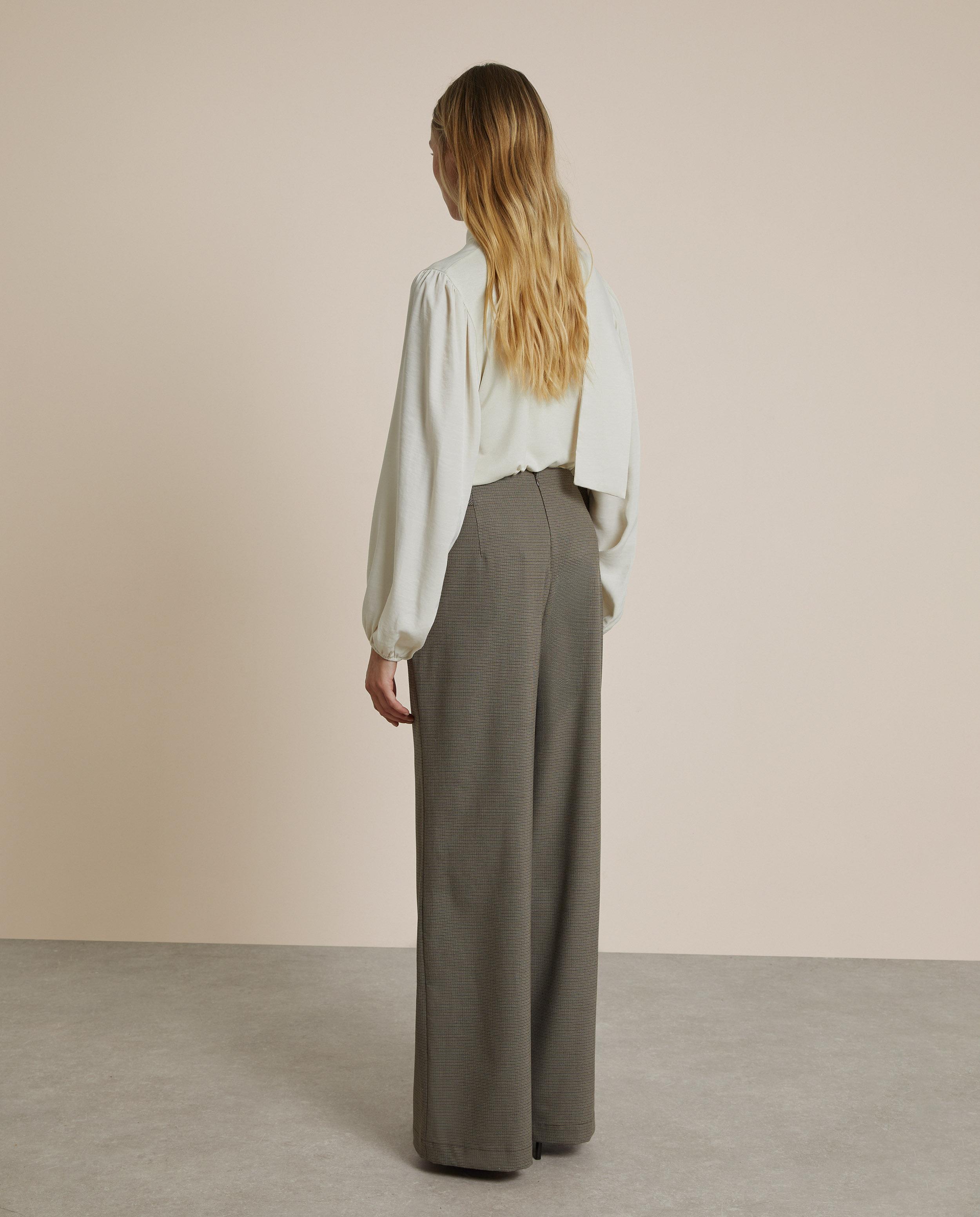 Pantalón ancho de mujer con estampado de pata de gallo - Trucco - Gris oscuro Gris oscuro-2