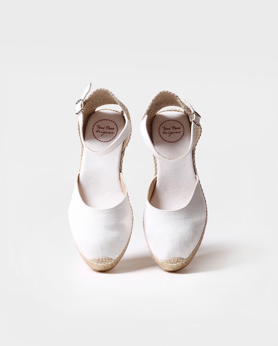 Alpargatas de cuña de mujer de tejido con hebilla - Toni Pons - Blanco Blanco-3