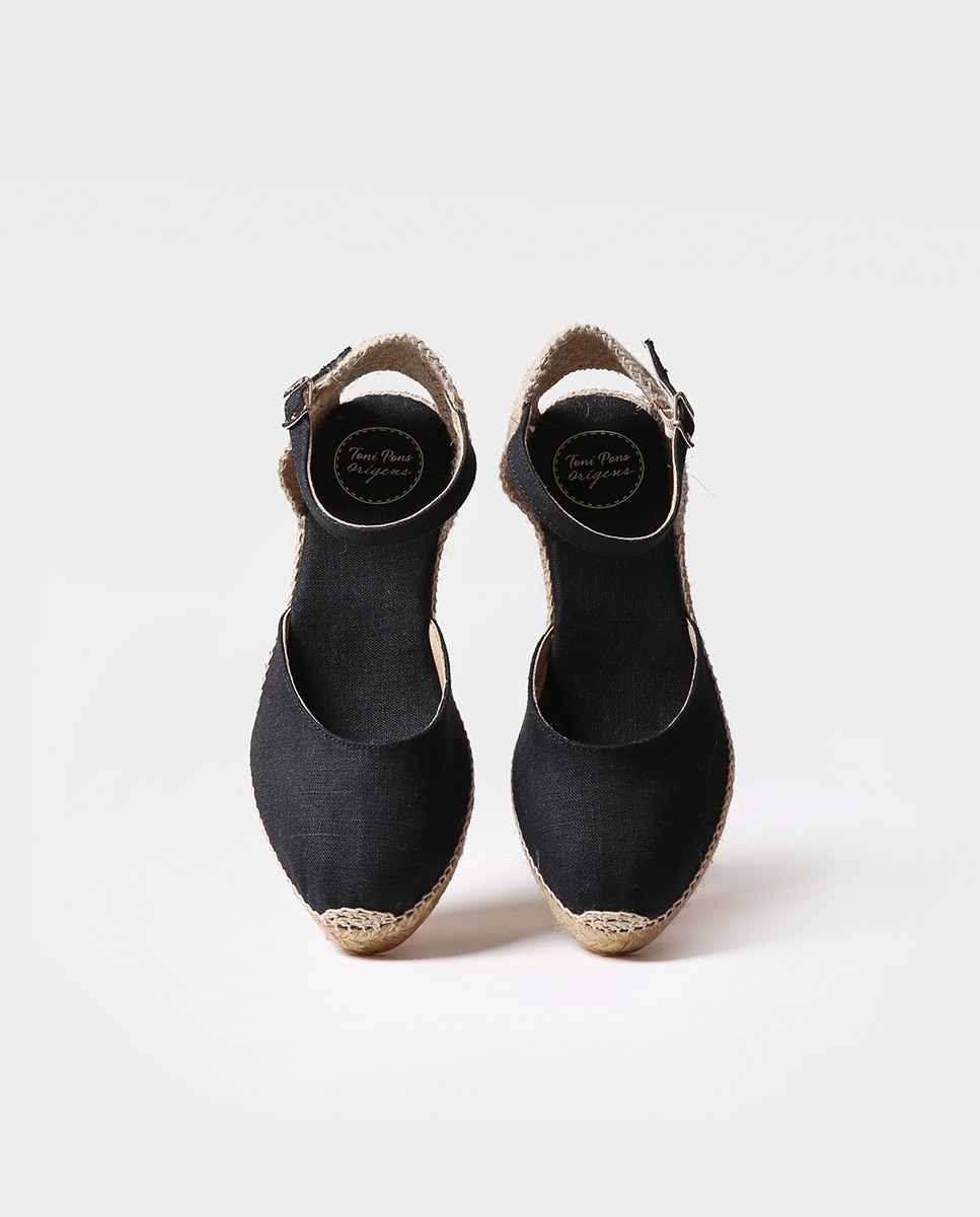 Alpargatas de cuña de mujer de tejido con hebilla - Toni Pons - Negro Negro-2
