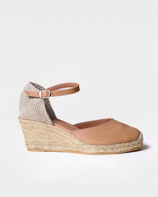 Imagen 0 de Alpargatas de cuña de mujer de piel con hebilla