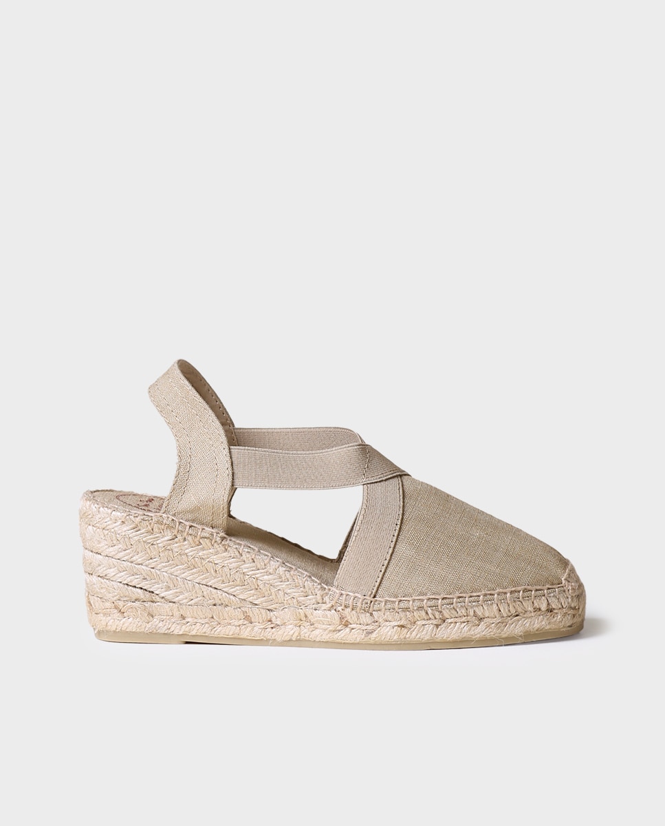 Alpargatas de cuña de mujer de tejido con elásticos - Toni Pons - Beige Beige-1