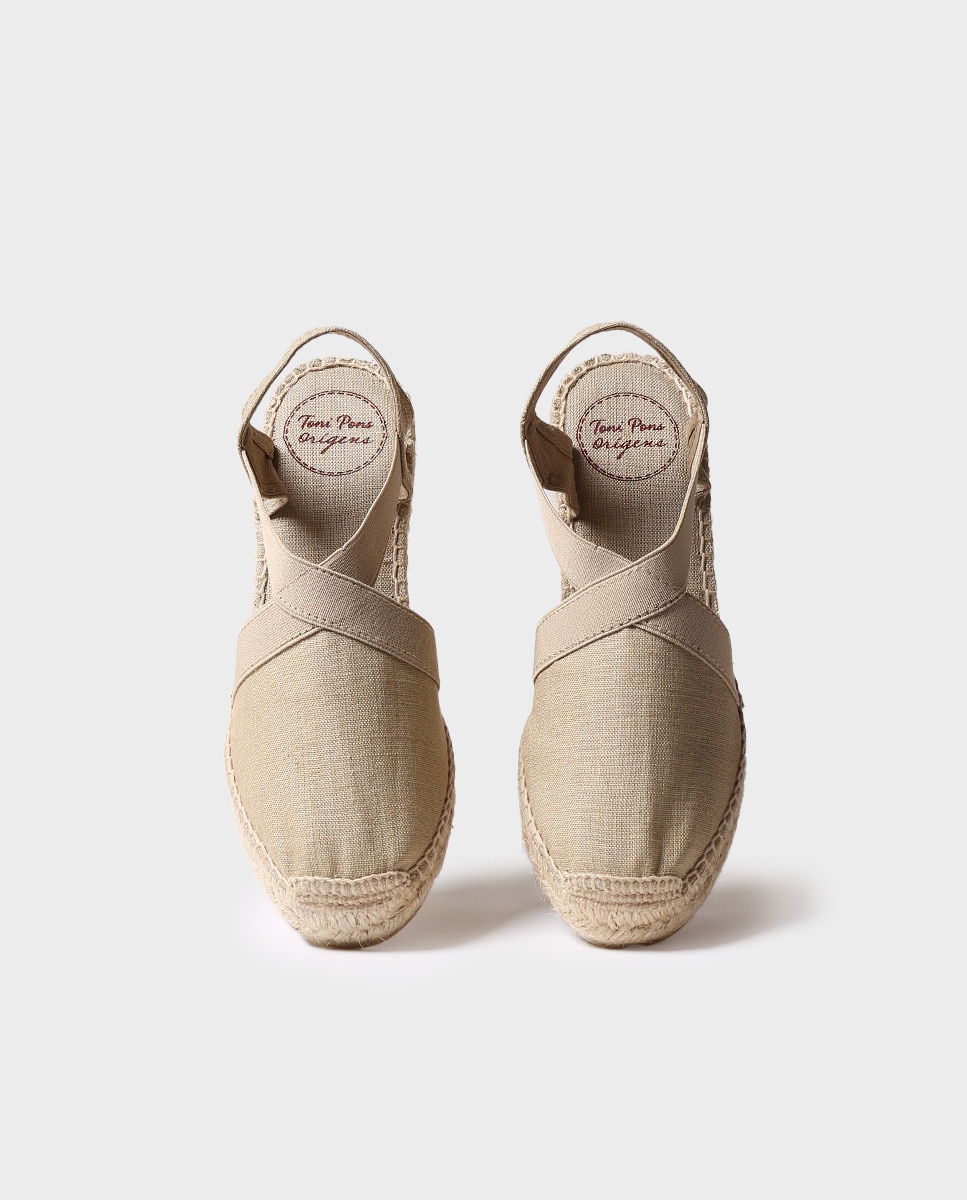 Alpargatas de cuña de mujer de tejido con elásticos - Toni Pons - Beige Beige-3