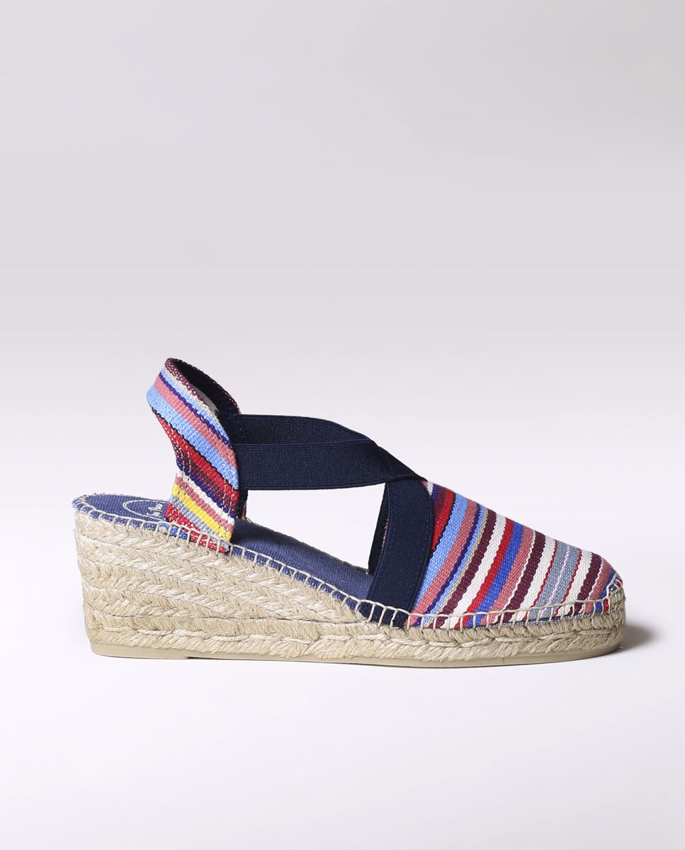 Alpargatas de cuña de mujer de tejido a rayas con elásticos - Toni Pons - Multicolor Multicolor-1
