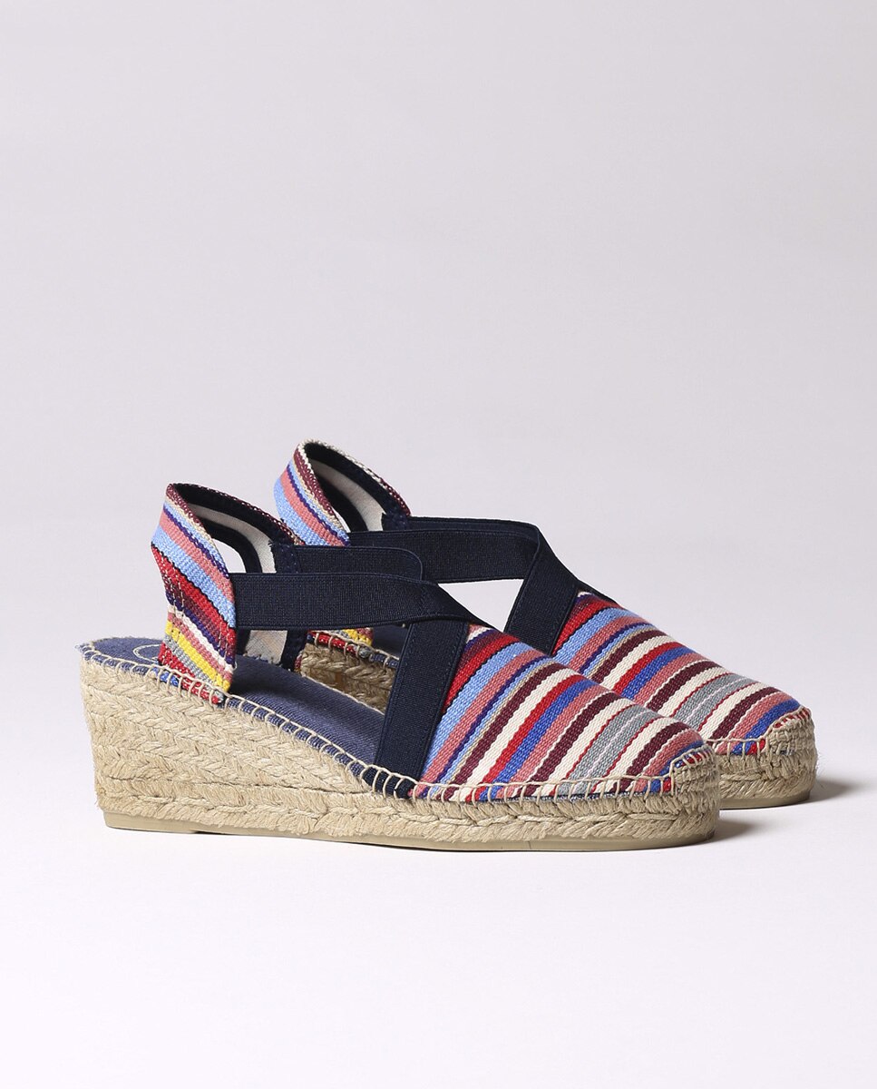 Alpargatas de cuña de mujer de tejido a rayas con elásticos - Toni Pons - Multicolor Multicolor-2