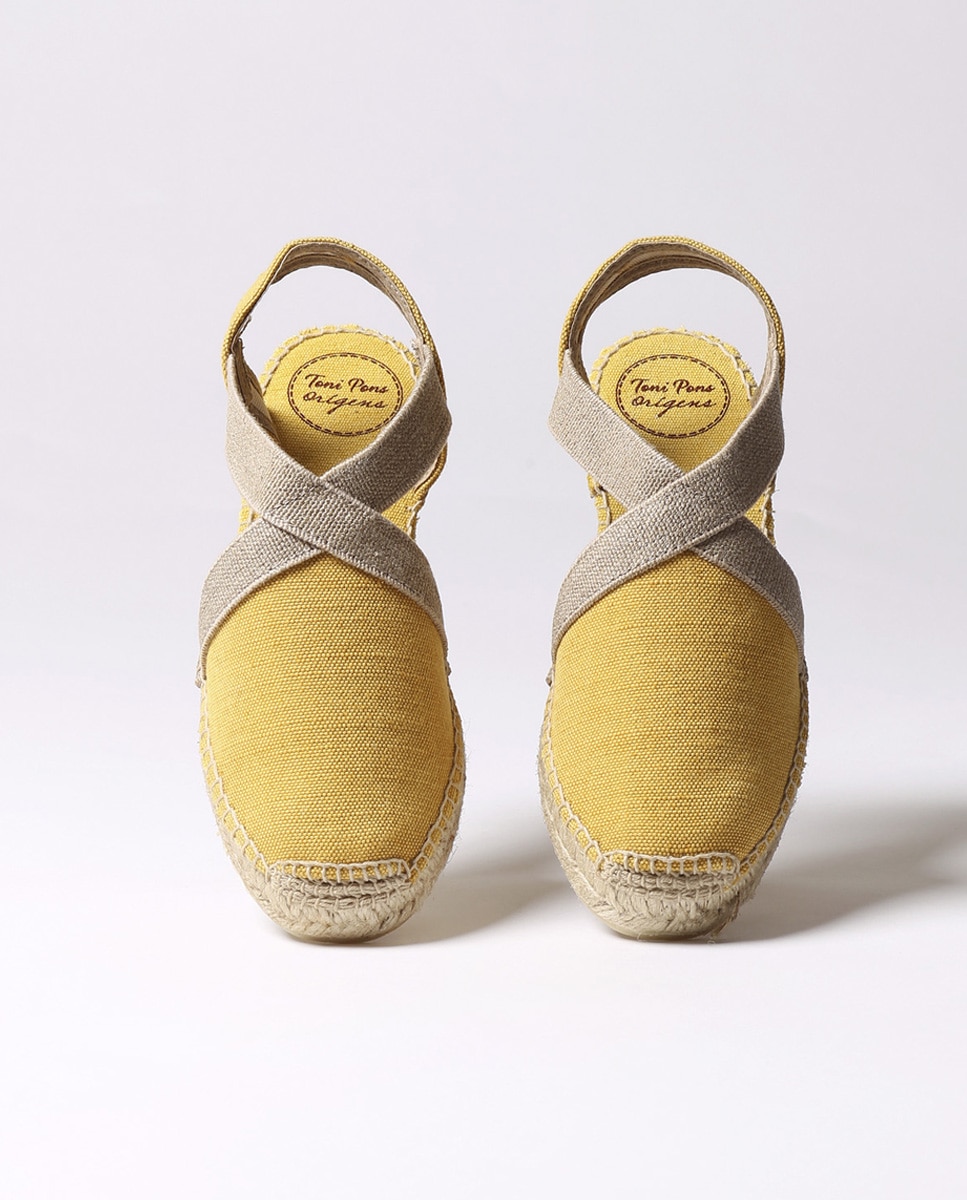 Alpargatas de cuña de mujer de tejido con elásticos - Toni Pons - Amarillo Amarillo-3