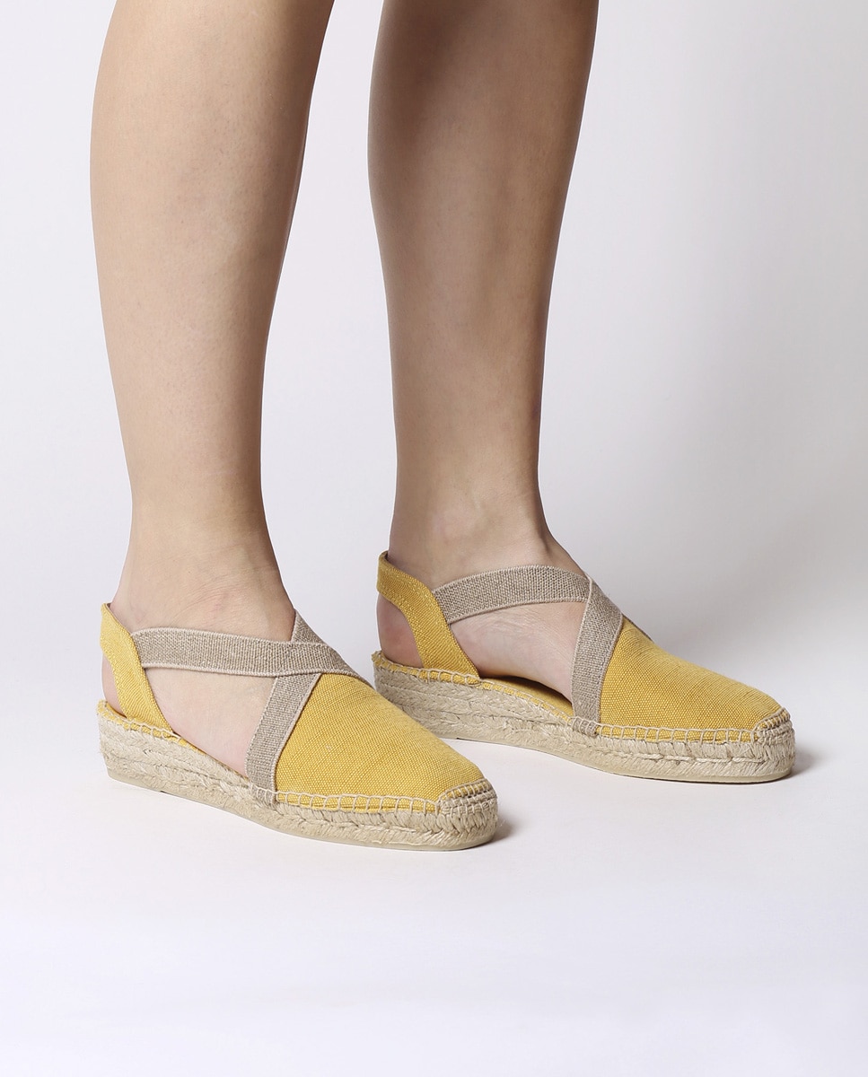 Alpargatas de cuña de mujer de tejido con elásticos - Toni Pons - Amarillo Amarillo-4