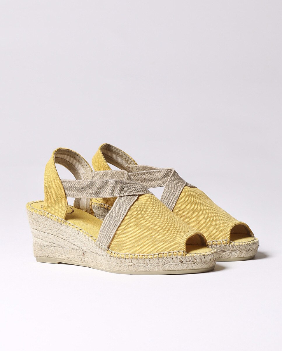Alpargatas de cuña de mujer de tejido con elásticos - Toni Pons - Amarillo Amarillo-2