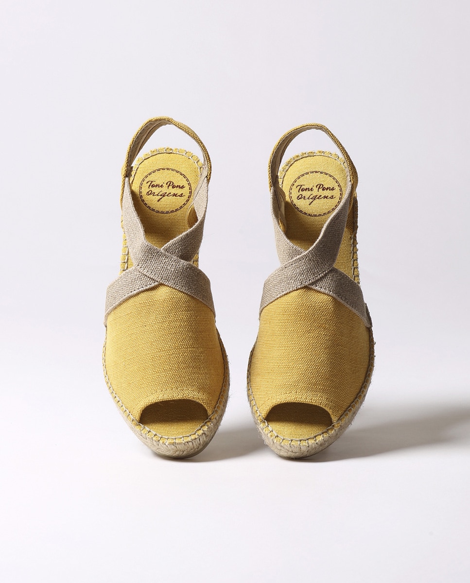 Alpargatas de cuña de mujer de tejido con elásticos - Toni Pons - Amarillo Amarillo-3