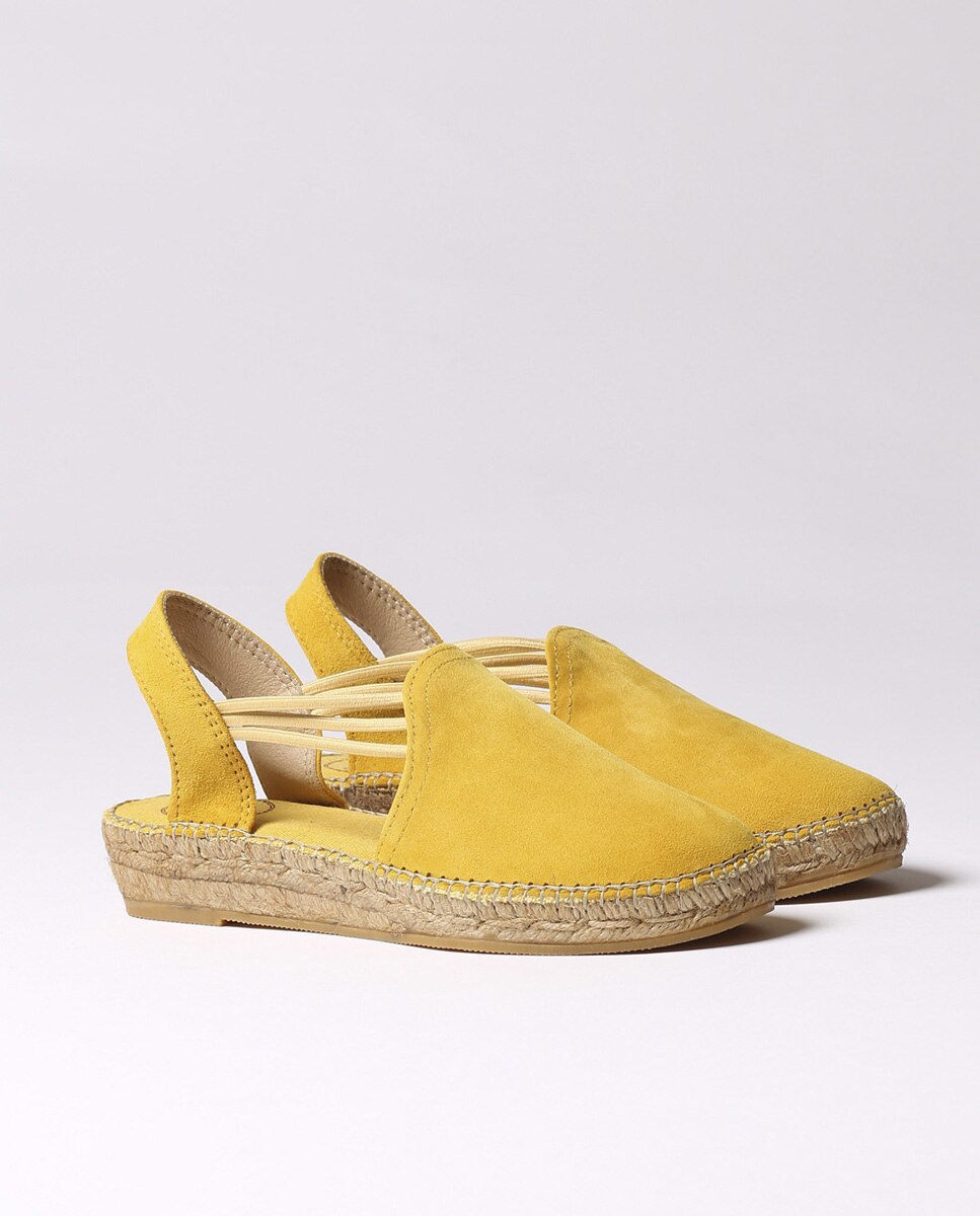 Alpargatas de cuña de mujer de ante con elásticos - Toni Pons - Amarillo Amarillo-2