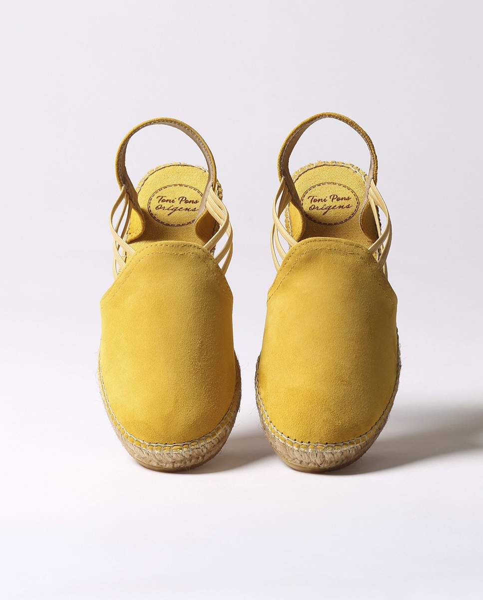 Alpargatas de cuña de mujer de ante con elásticos - Toni Pons - Amarillo Amarillo-3