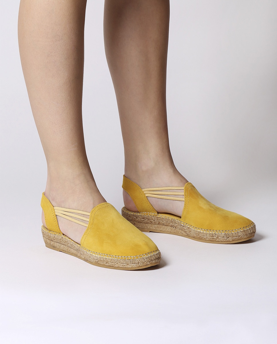 Alpargatas de cuña de mujer de ante con elásticos - Toni Pons - Amarillo Amarillo-4