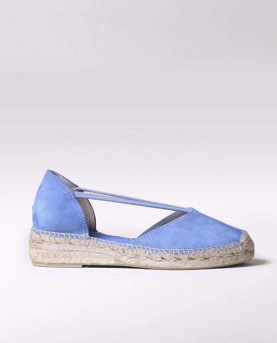 Alpargatas de cuña de mujer de ante con elásticos - Toni Pons - Azul Azul-1