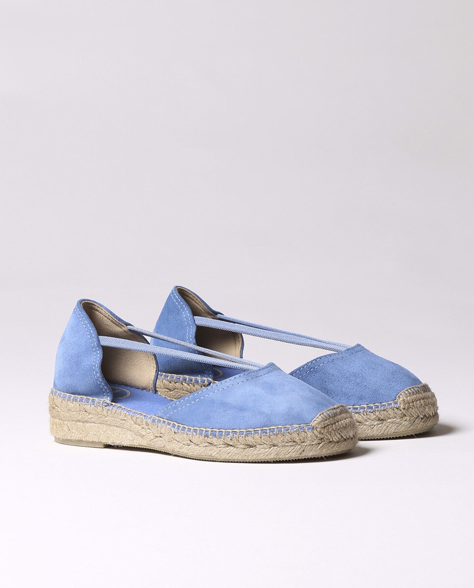 Alpargatas de cuña de mujer de ante con elásticos - Toni Pons - Azul Azul-2