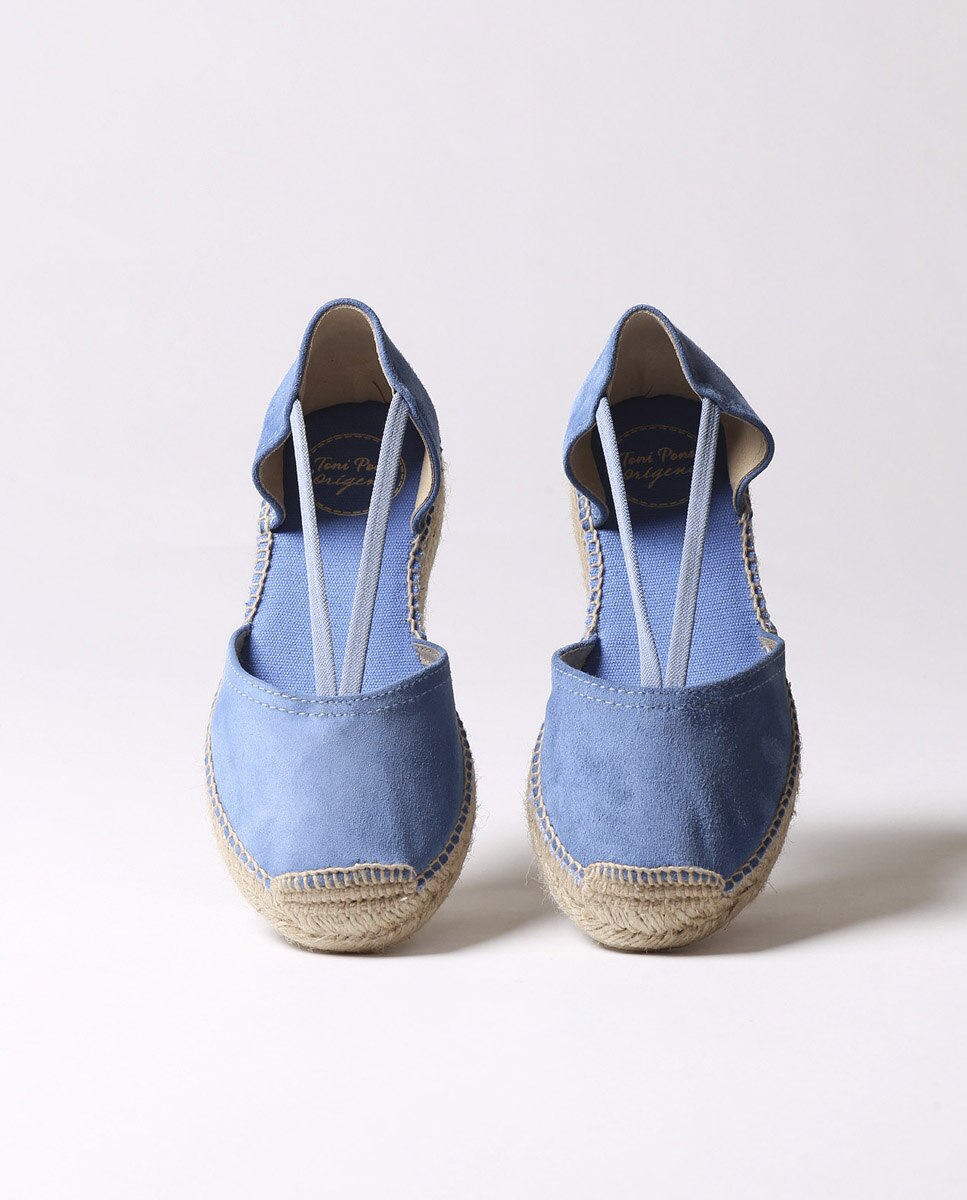 Alpargatas de cuña de mujer de ante con elásticos - Toni Pons - Azul Azul-3