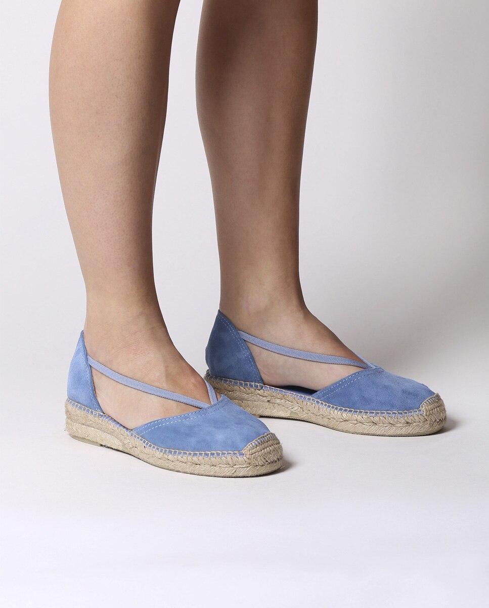 Alpargatas de cuña de mujer de ante con elásticos - Toni Pons - Azul Azul-4