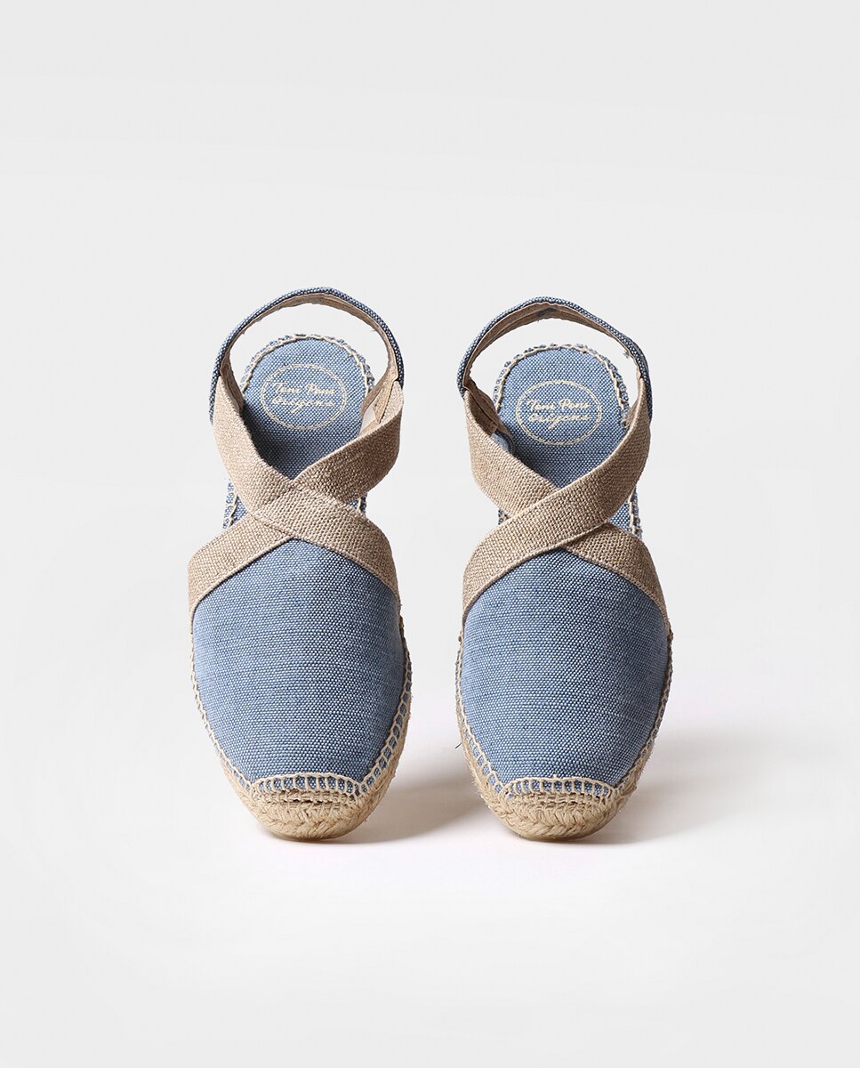 Alpargatas de cuña de mujer de tejido con elásticos - Toni Pons - Azul Azul-3