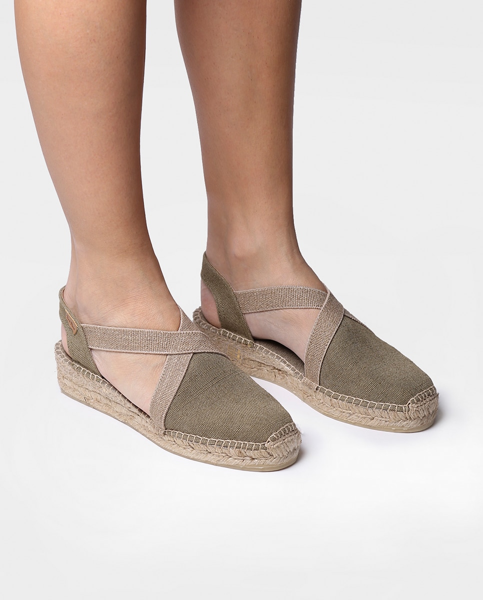 Alpargatas de cuña de mujer de tejido con elásticos - Toni Pons - Kaki Kaki-4