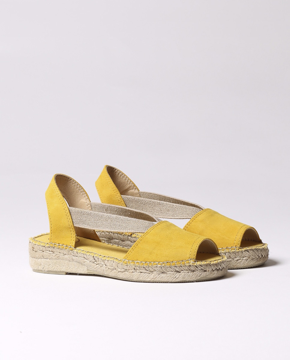 Alpargatas planas de mujer de ante con elásticos - Toni Pons - Amarillo Amarillo-2