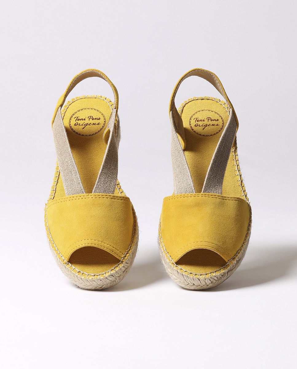 Alpargatas planas de mujer de ante con elásticos - Toni Pons - Amarillo Amarillo-3