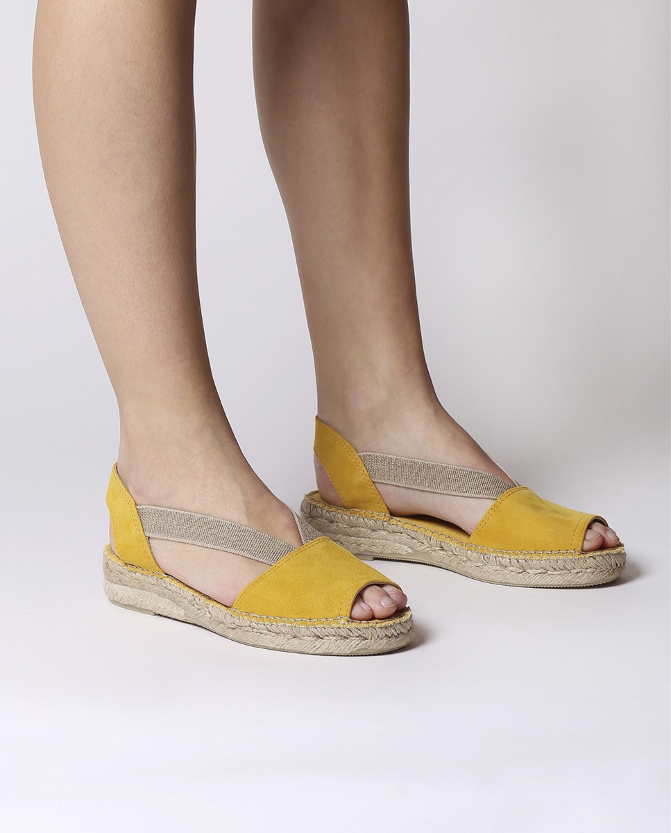 Alpargatas planas de mujer de ante con elásticos - Toni Pons - Amarillo Amarillo-4