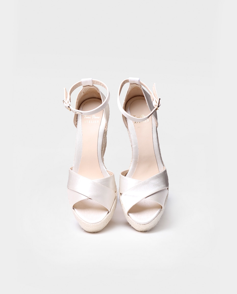 Sandalias de cuña de mujer de tejido con hebilla - Toni Pons - Crudo Crudo-3