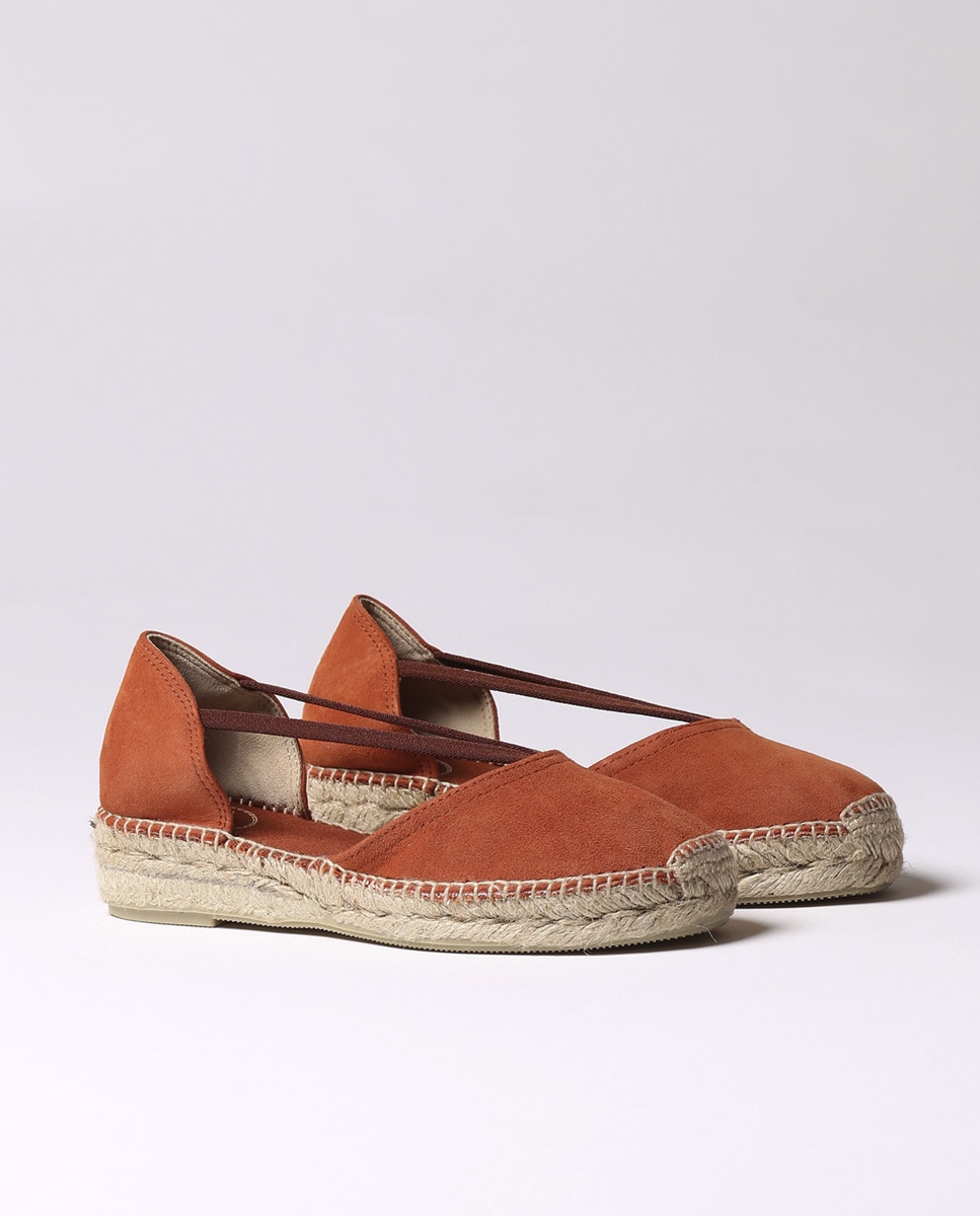Alpargatas de cuña de mujer de ante con elásticos - Toni Pons - Naranja Naranja-2