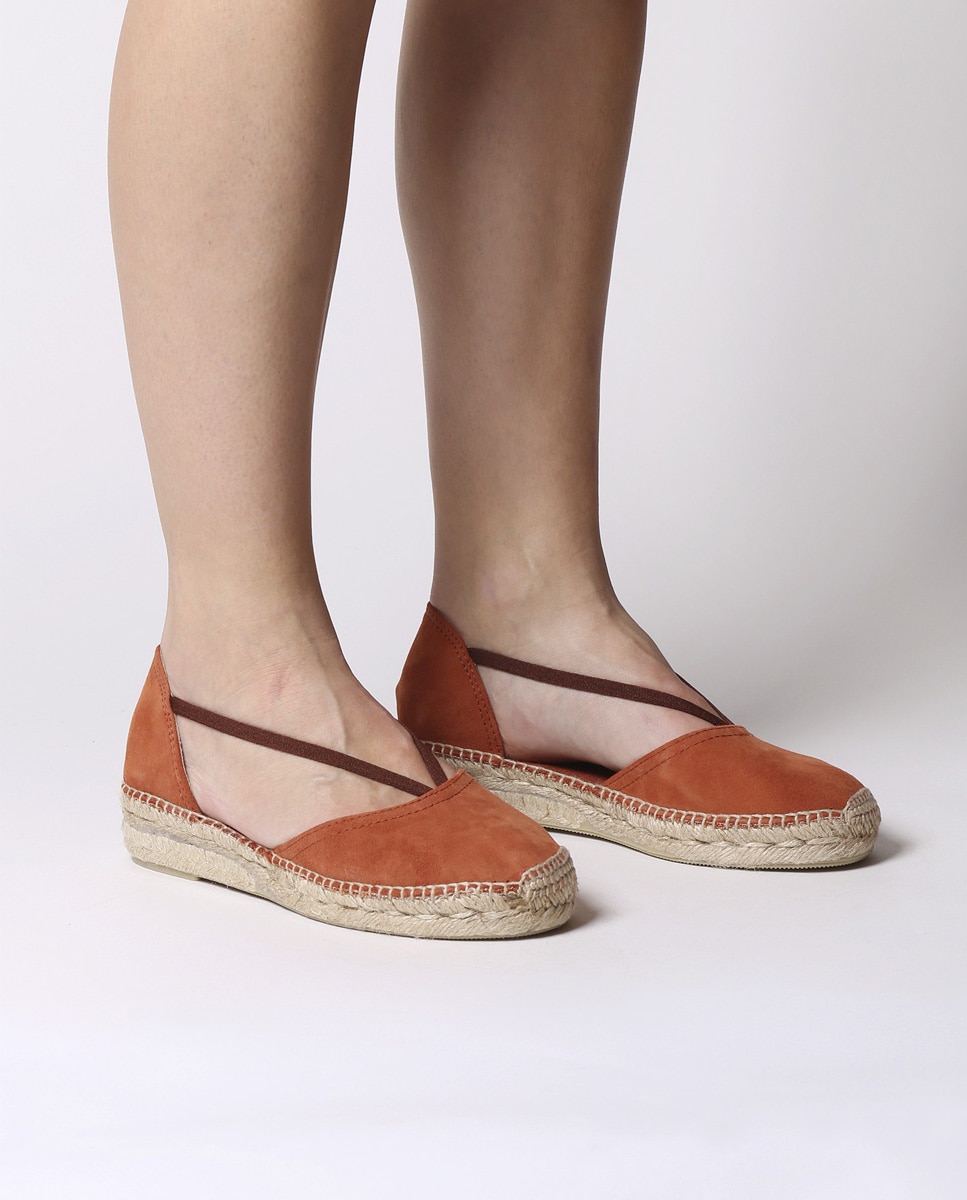 Alpargatas de cuña de mujer de ante con elásticos - Toni Pons - Naranja Naranja-4