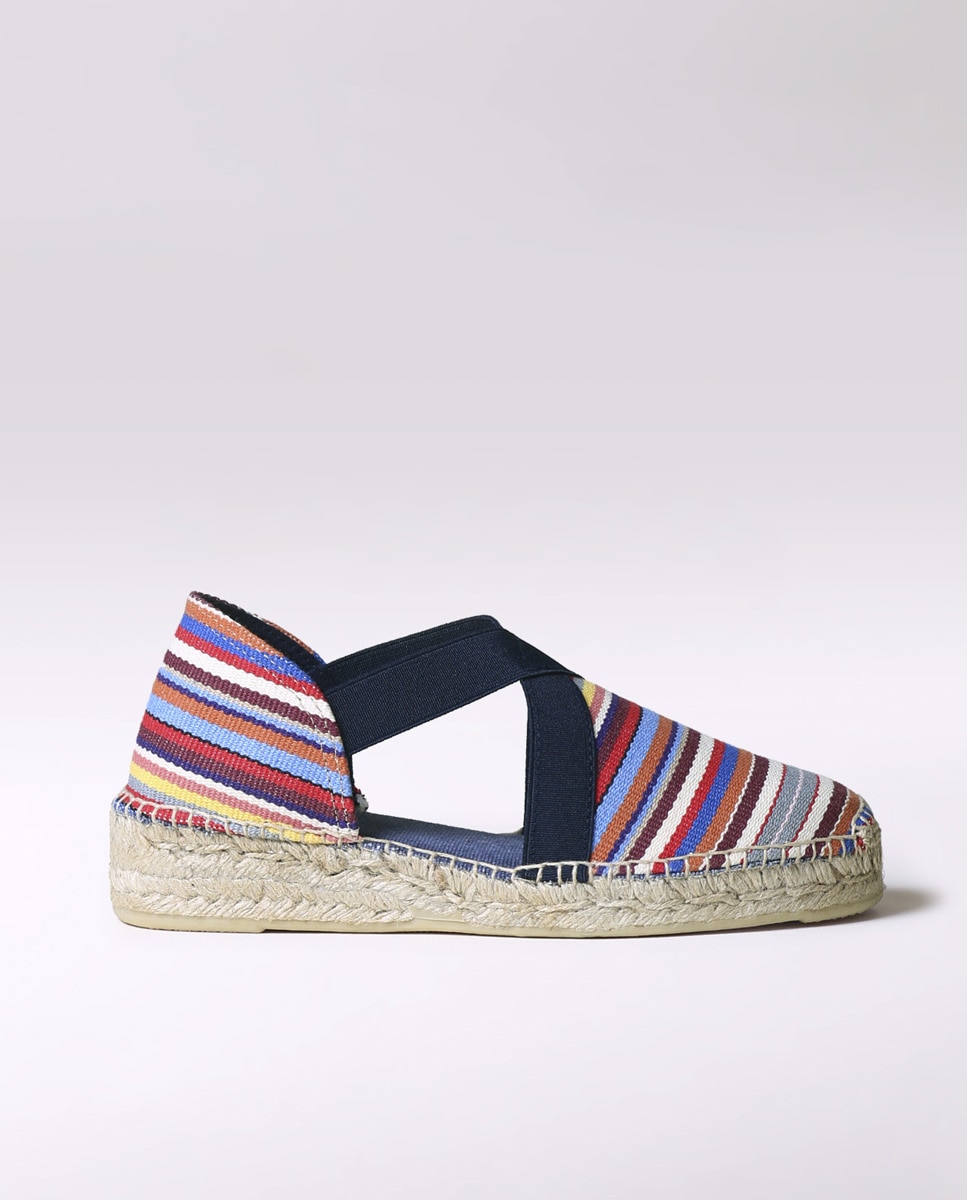 Imagen 1 de Alpargatas de cuña de mujer de tejido a rayas con elásticos - Multicolor Multicolor