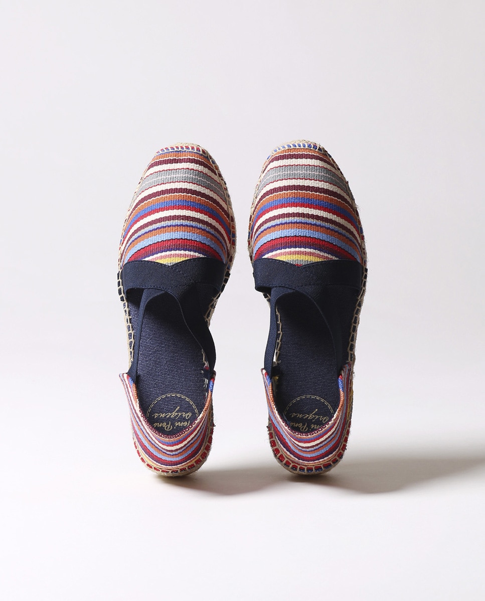 Imagen 3 de Alpargatas de cuña de mujer de tejido a rayas con elásticos - Multicolor Multicolor