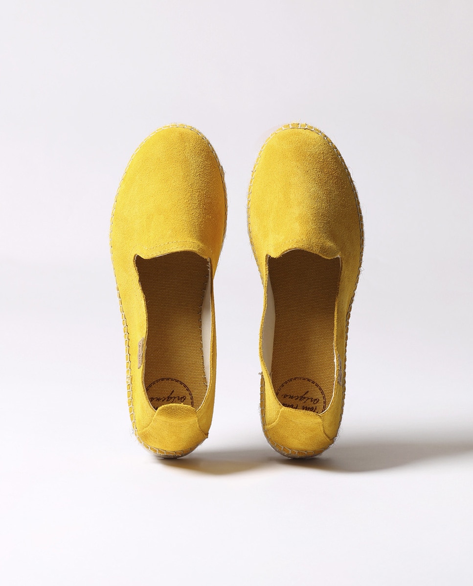 Alpargatas planas de mujer de ante en tonos lisos - Amarillo Amarillo-3