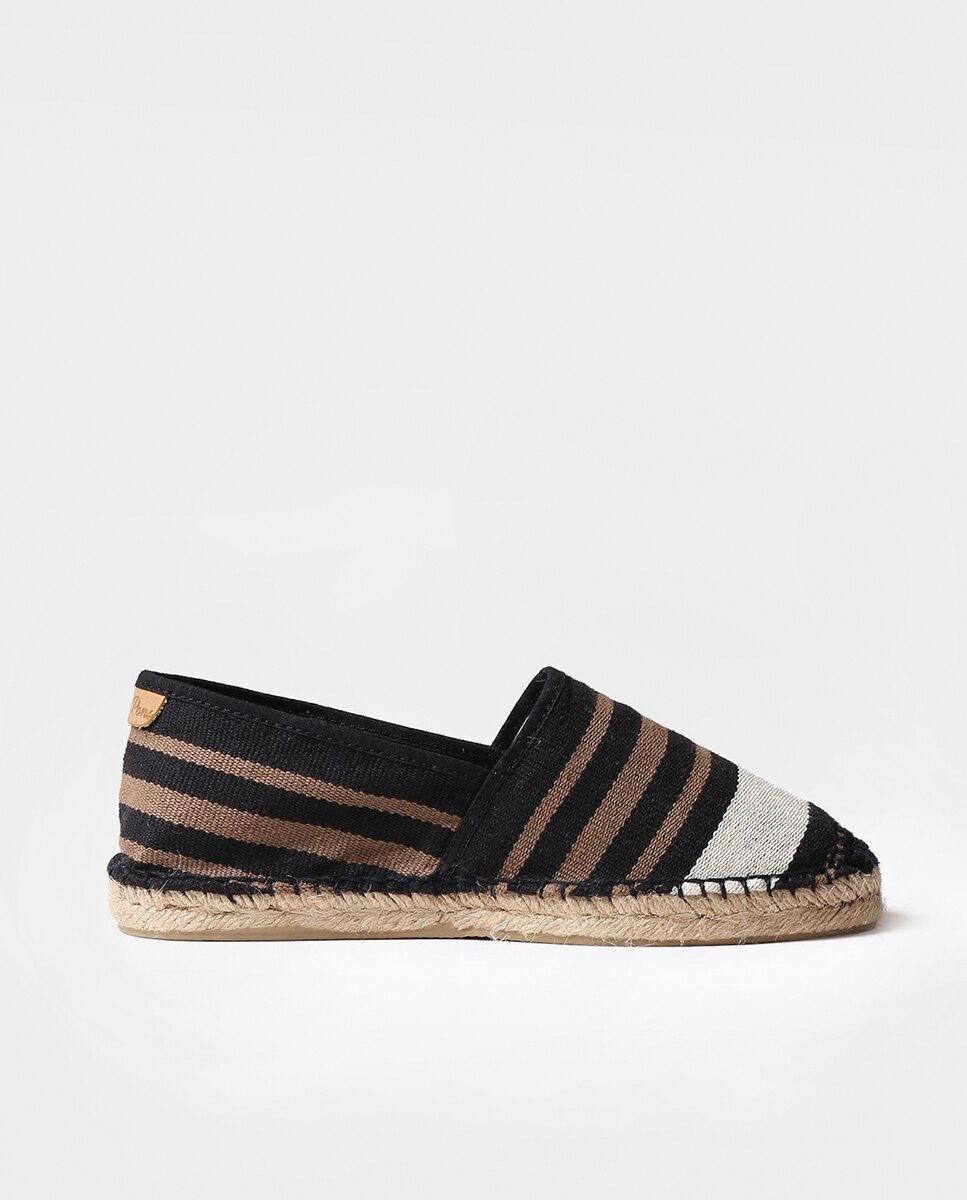 Alpargatas planas unisex de tejido a rayas - Toni Pons - Negro Negro-1