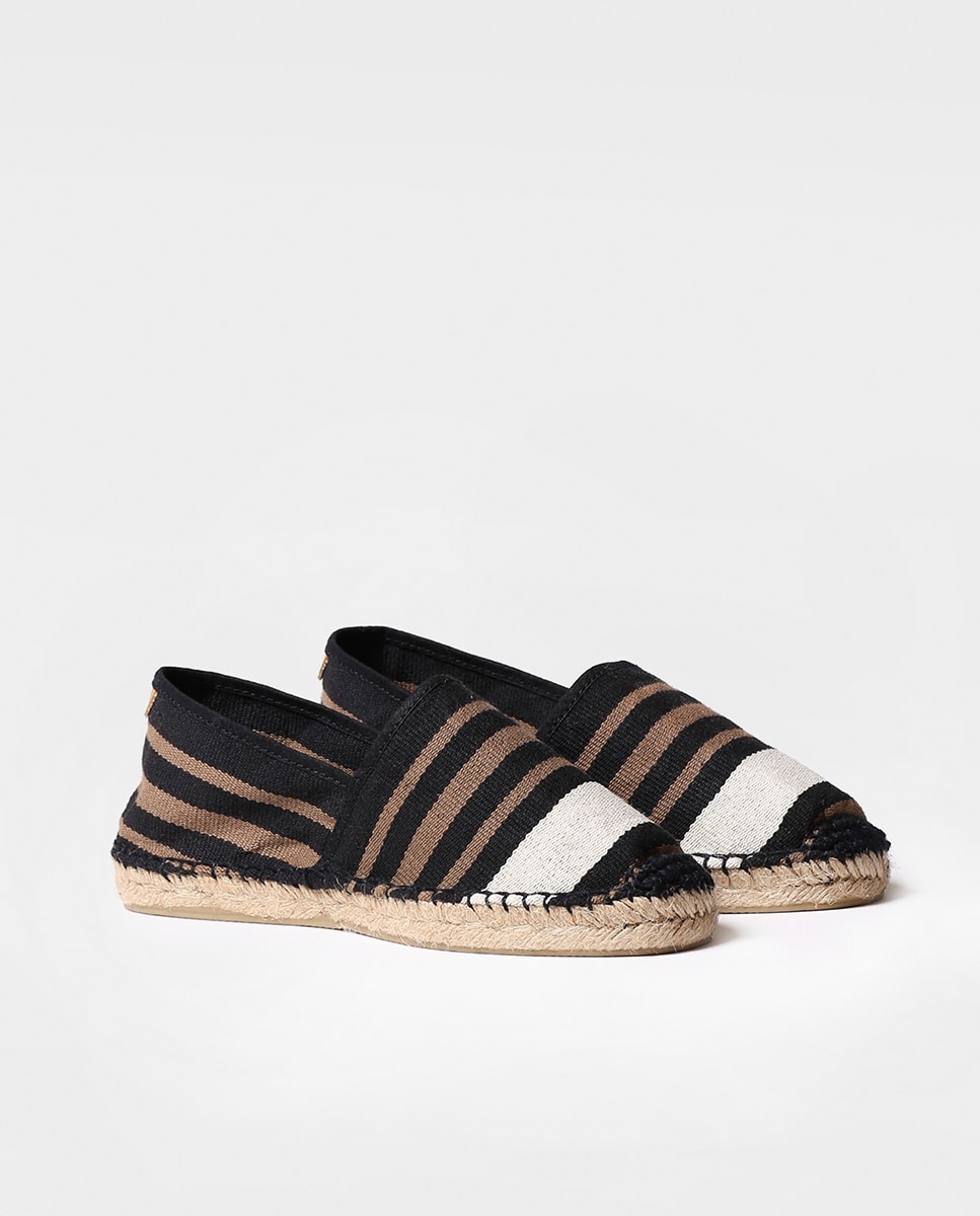 Alpargatas planas unisex de tejido a rayas - Toni Pons - Negro Negro-2