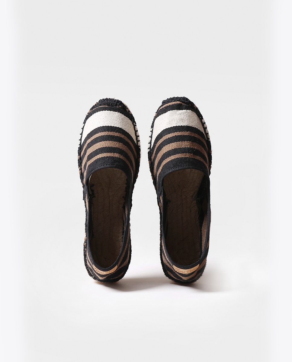 Alpargatas planas unisex de tejido a rayas - Toni Pons - Negro Negro-3