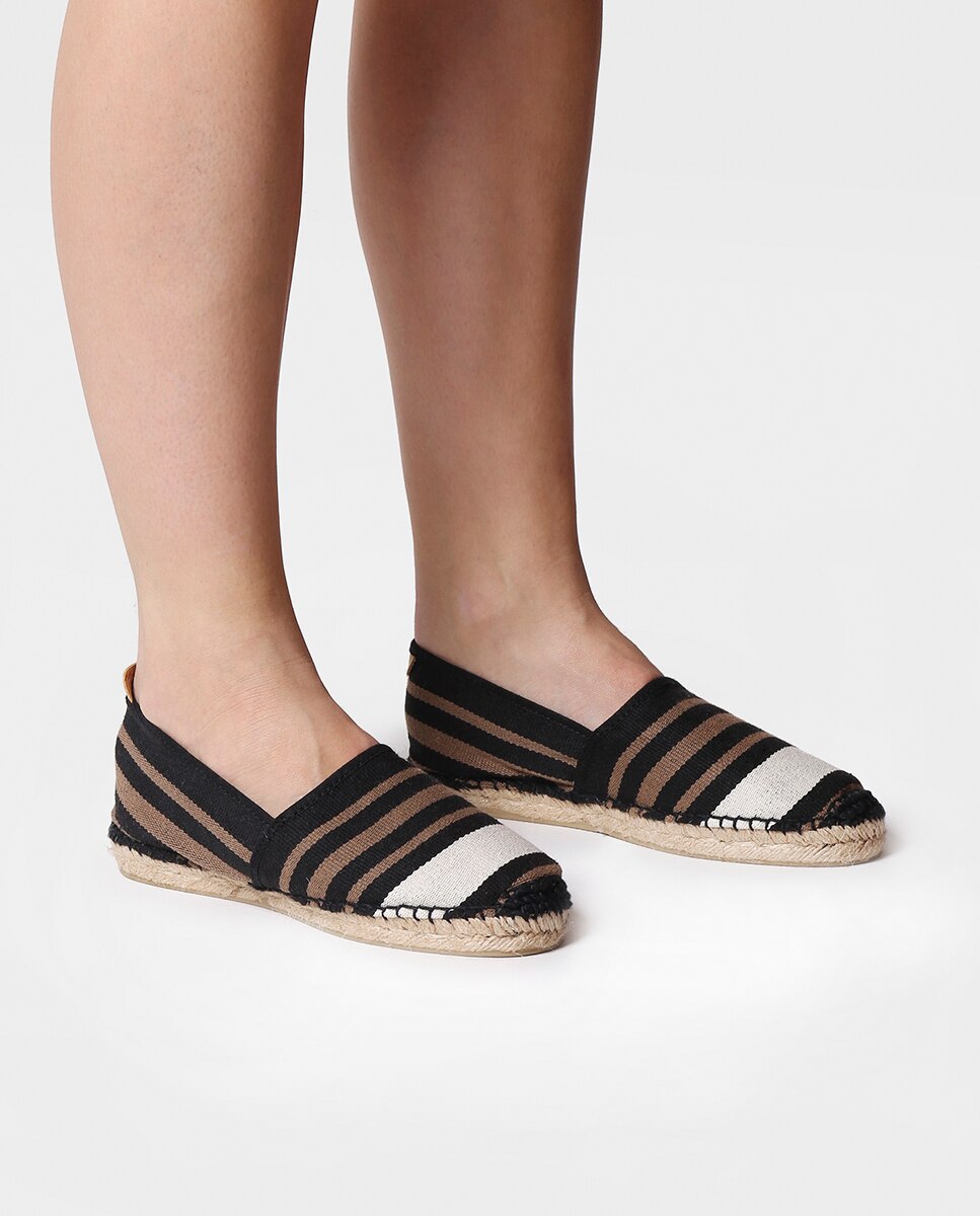 Alpargatas planas unisex de tejido a rayas - Toni Pons - Negro Negro-4