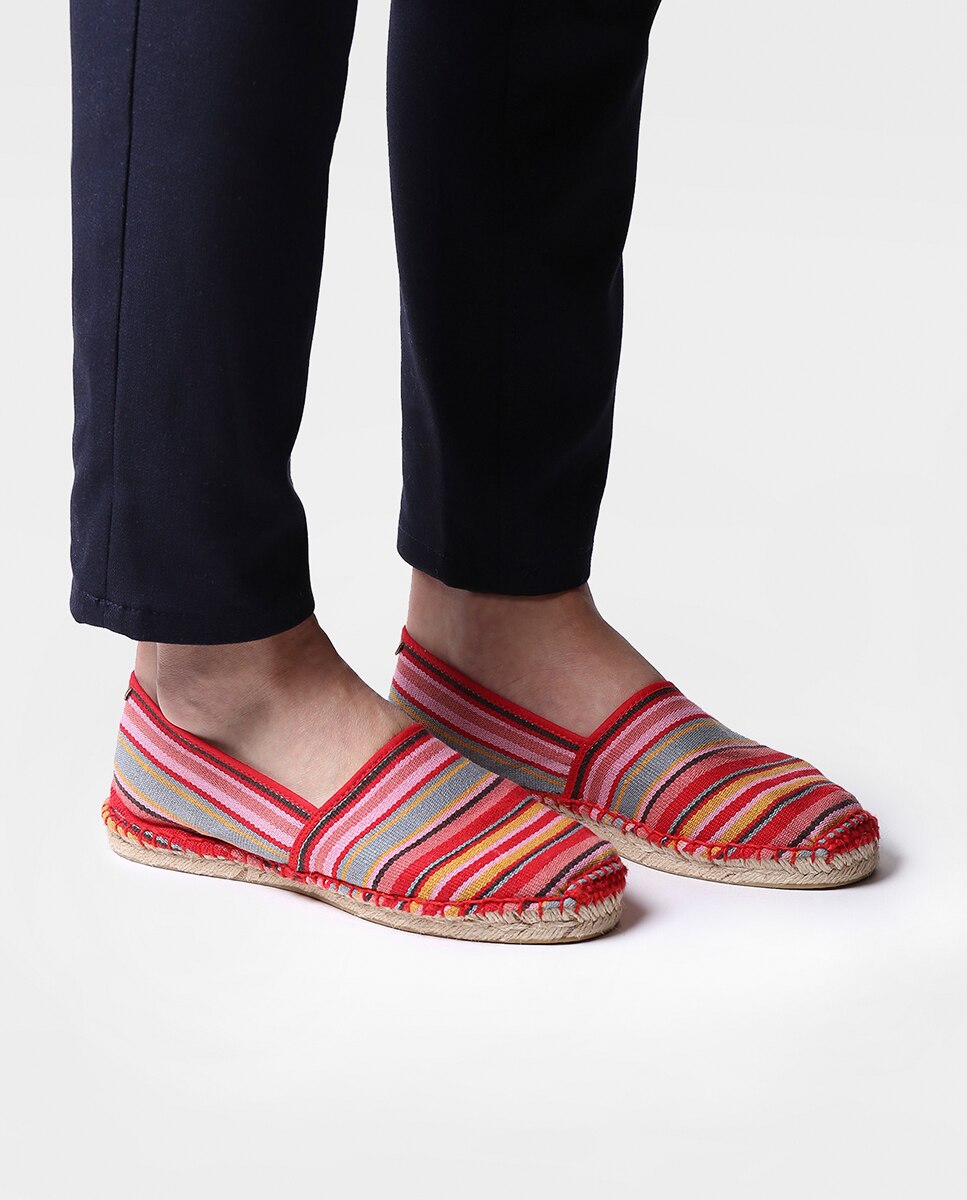 Alpargatas planas unisex de tejido a rayas - Toni Pons - Rojo Rojo-2