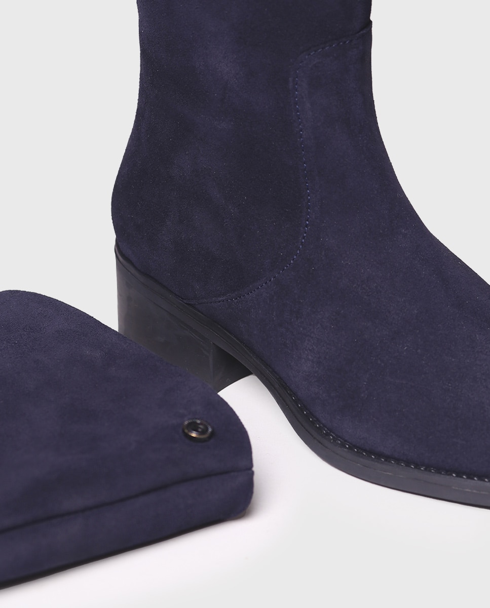Botas de mujer de serraje con cremallera - Toni Pons - Azul marino Azul marino-3