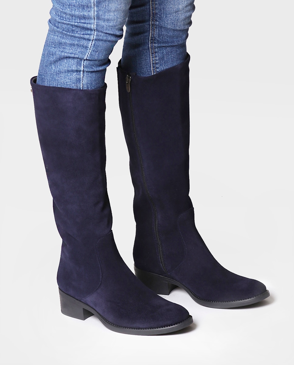 Botas de mujer de serraje con cremallera - Toni Pons - Azul marino Azul marino-4