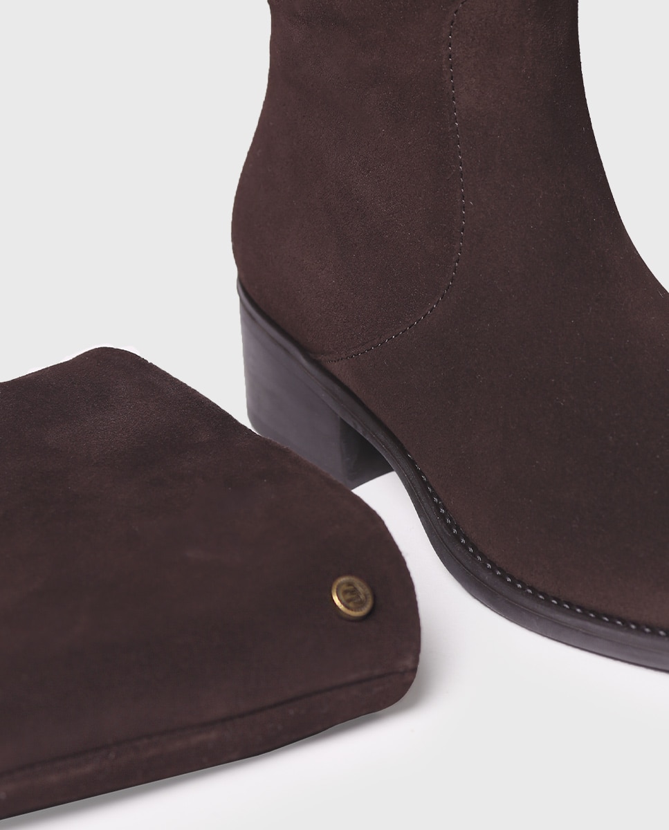 Botas de mujer de serraje con cremallera - Toni Pons - Marrón Marrón-3