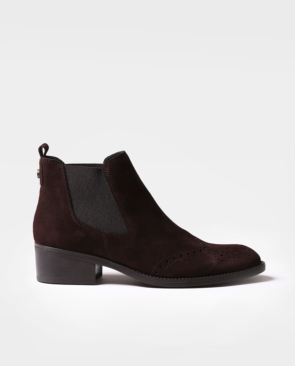 Botines de mujer de serraje con elásticos - Toni Pons - Marrón Marrón-1